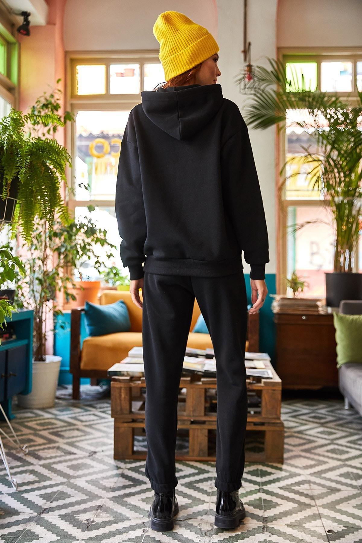 Black Kangaroo Tracksuit Hoodie, Set Of 2, BLACK, large image number 5
