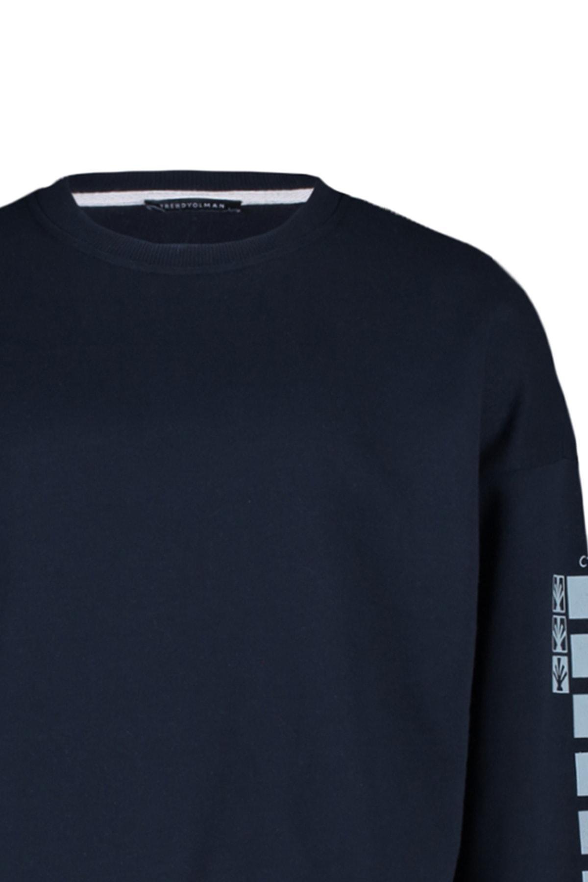 Black Printed Oversize Sweatshirt, , large image number 7