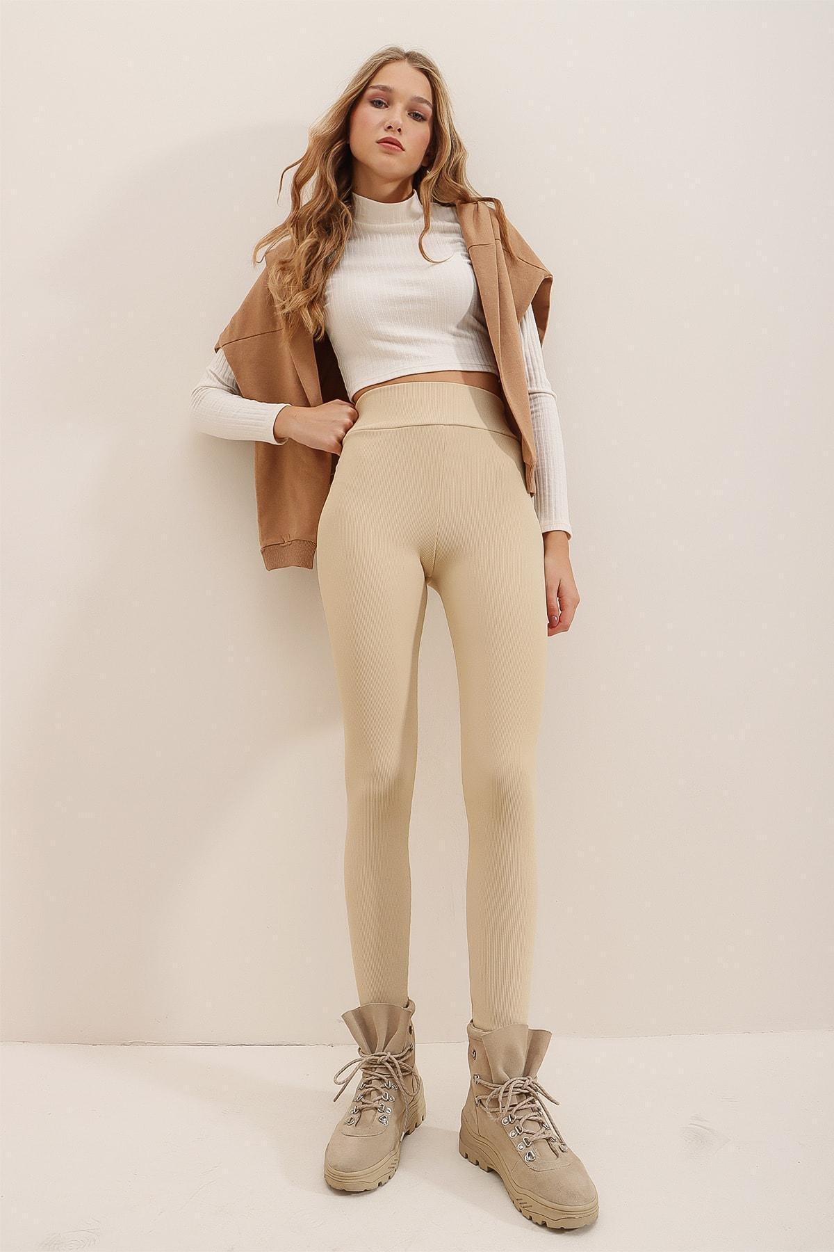 Beige alakformáló leggings - KIRA Online Fashion