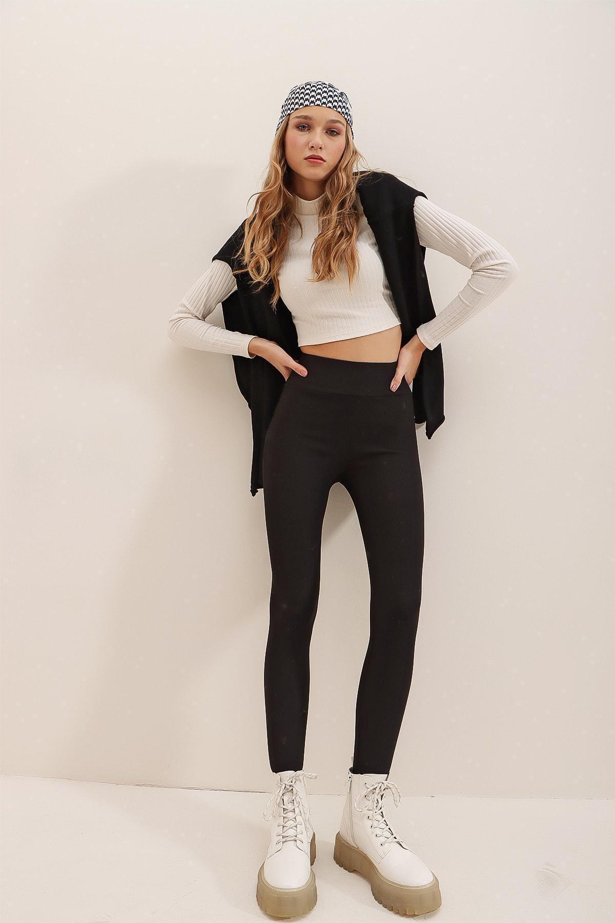 Black High Waist Leggings, , large image number 4