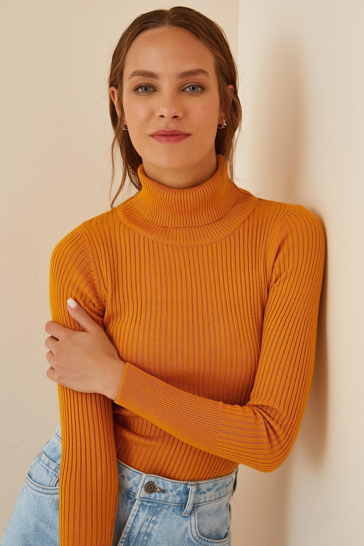 Yellow Turtleneck Sweater, Mustard, large image number 0