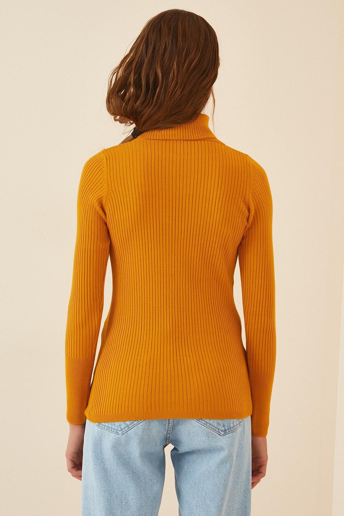 Yellow Turtleneck Sweater, Mustard, large image number 3