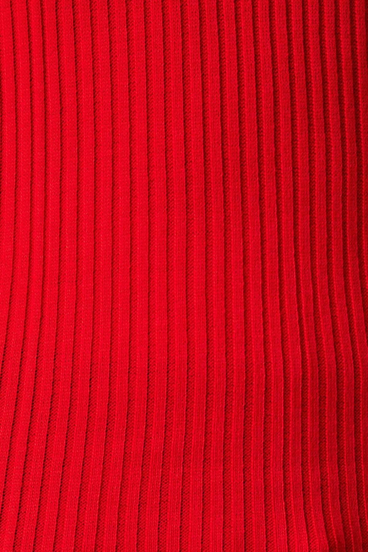 Red Turtleneck Ribbed Lycra Sweater, , large image number 3