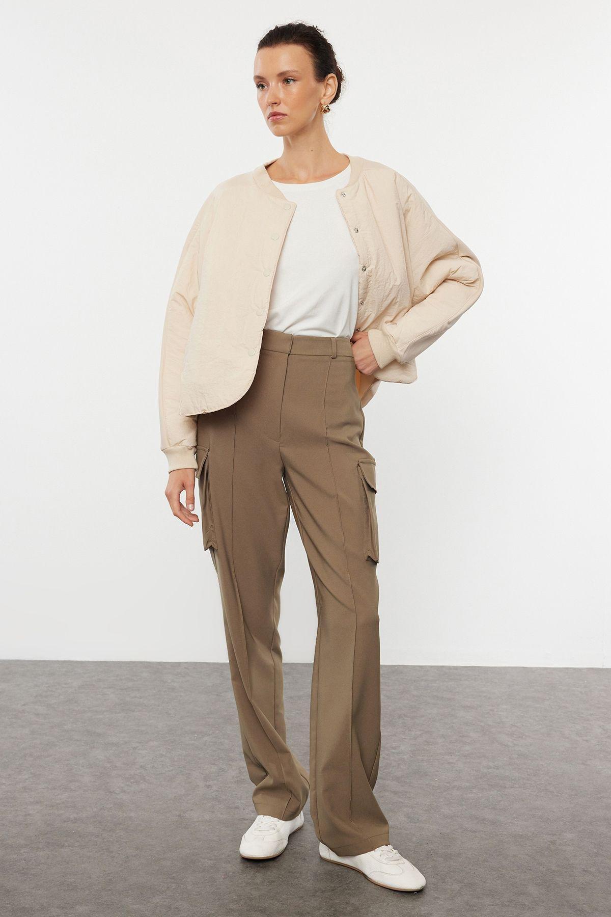 Green Cargo Trousers, Dark Khaki, large image number 0