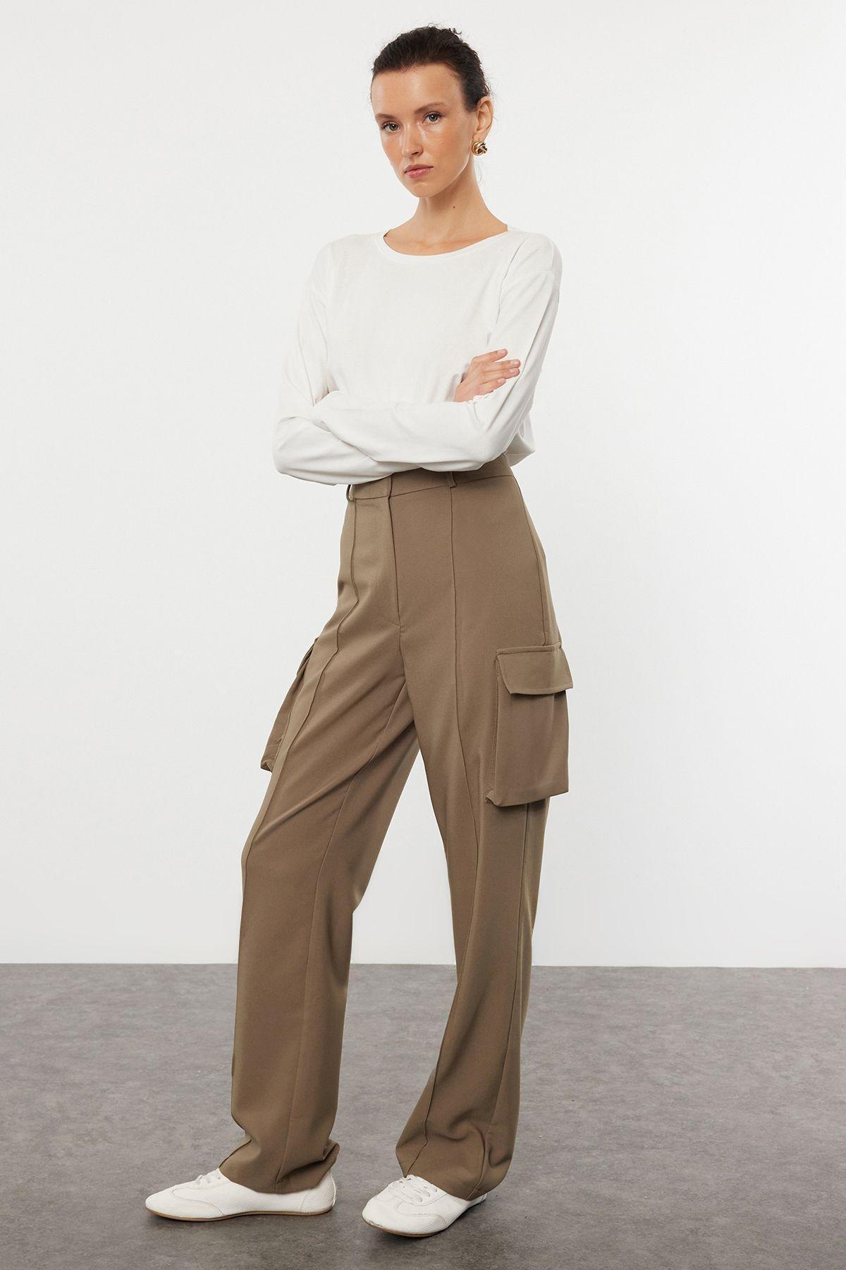 Green Cargo Trousers, Dark Khaki, large image number 1