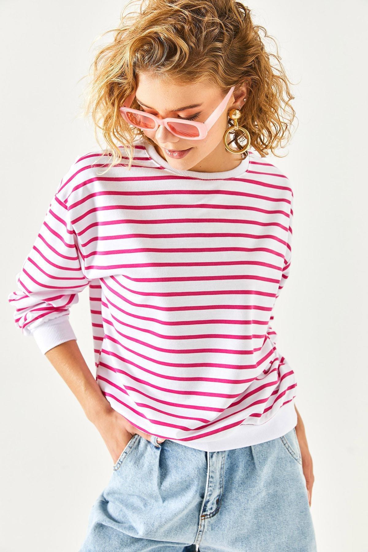 Multicolour Loose Stripes Sweatshirt, , large image number 0