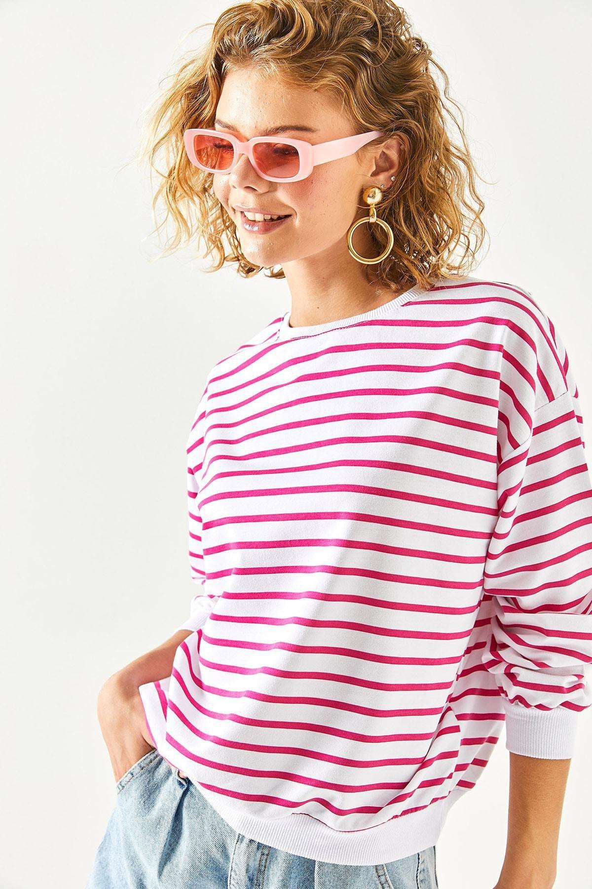 Multicolour Loose Stripes Sweatshirt, , large image number 1