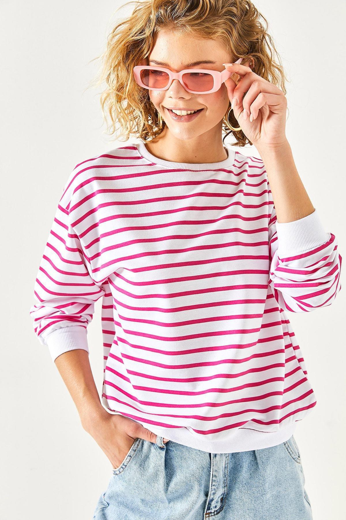 Multicolour Loose Stripes Sweatshirt, , large image number 2