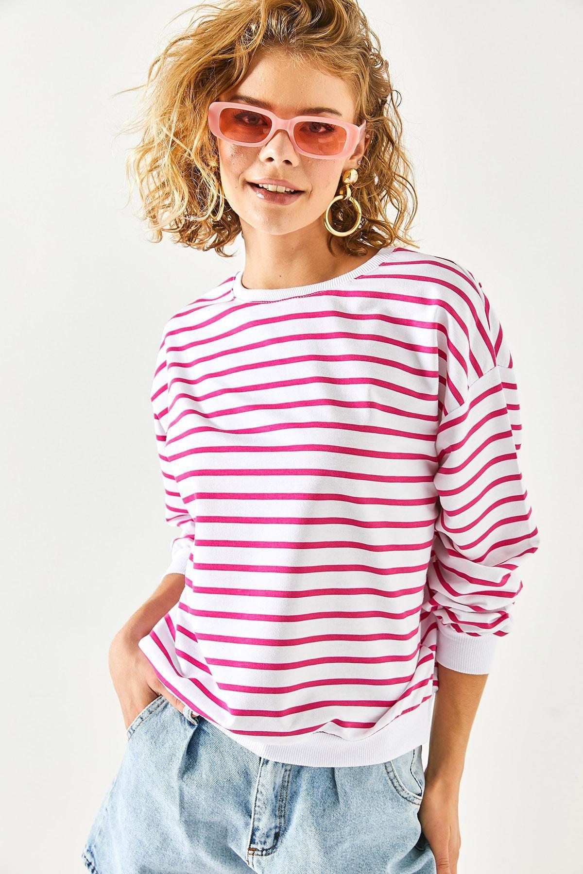 Multicolour Loose Stripes Sweatshirt, , large image number 3