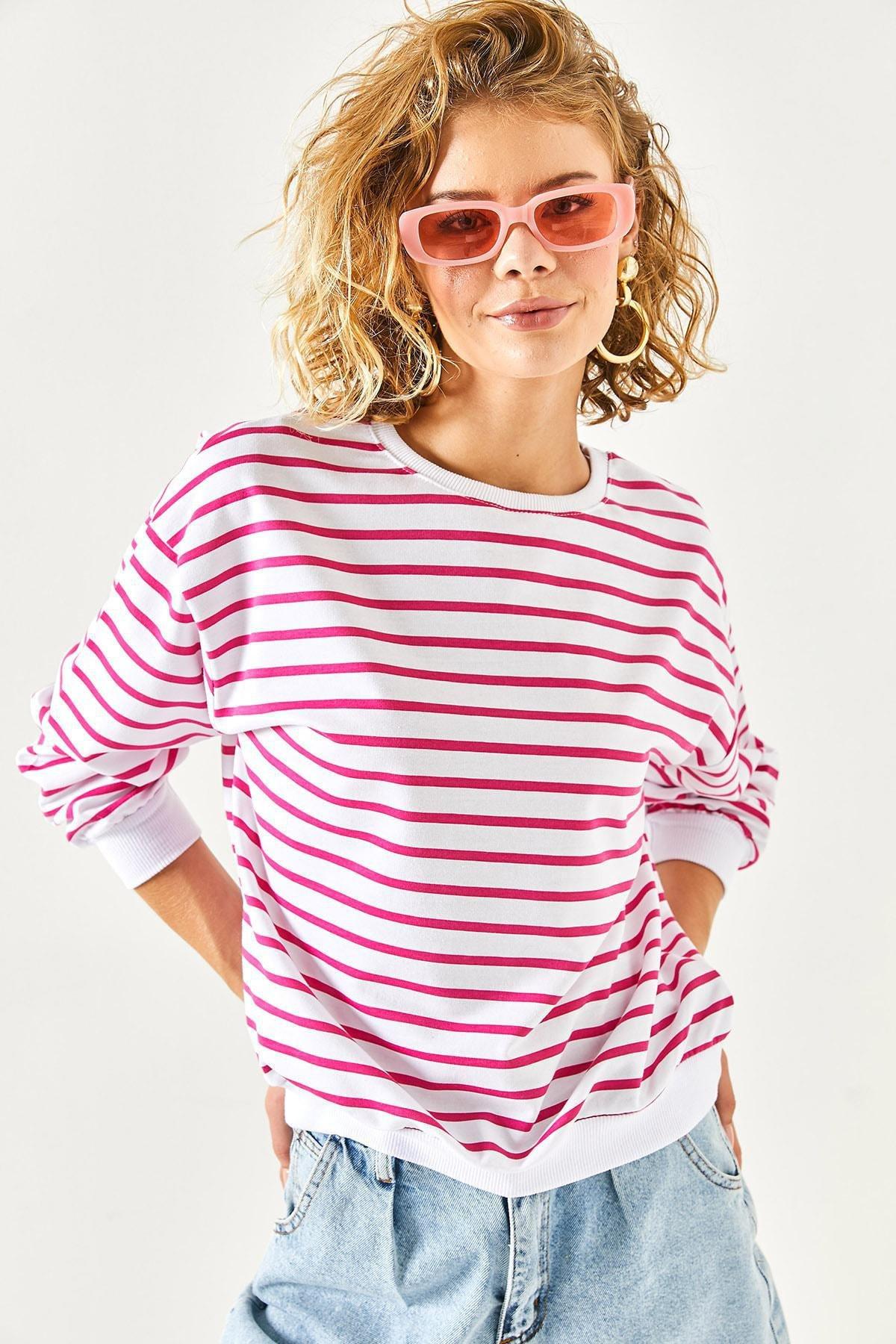 Multicolour Loose Stripes Sweatshirt, , large image number 4