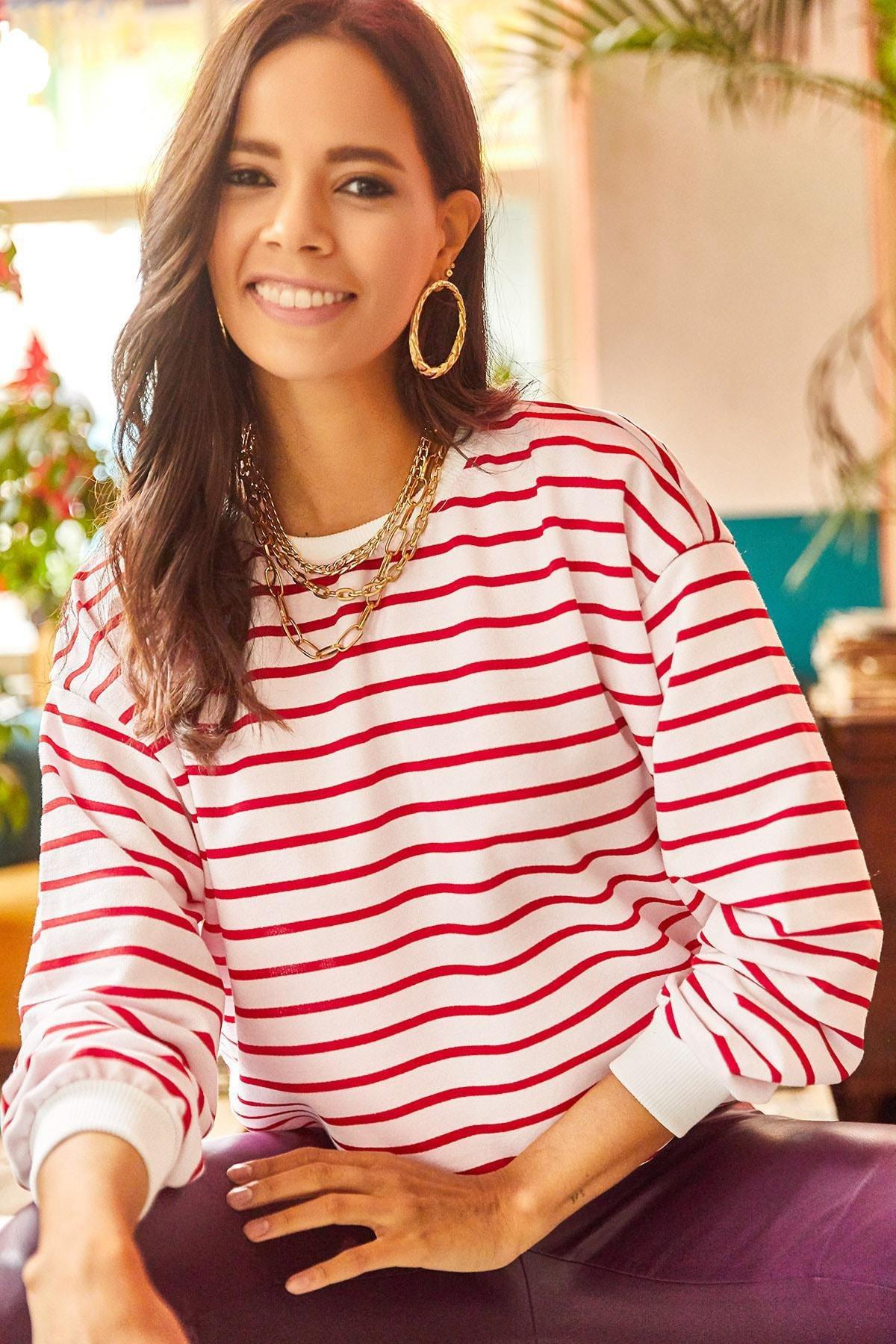 Powder Striped Sweatshirts Hoodie SWT-19000457, Powder Claret Red, large image number 3