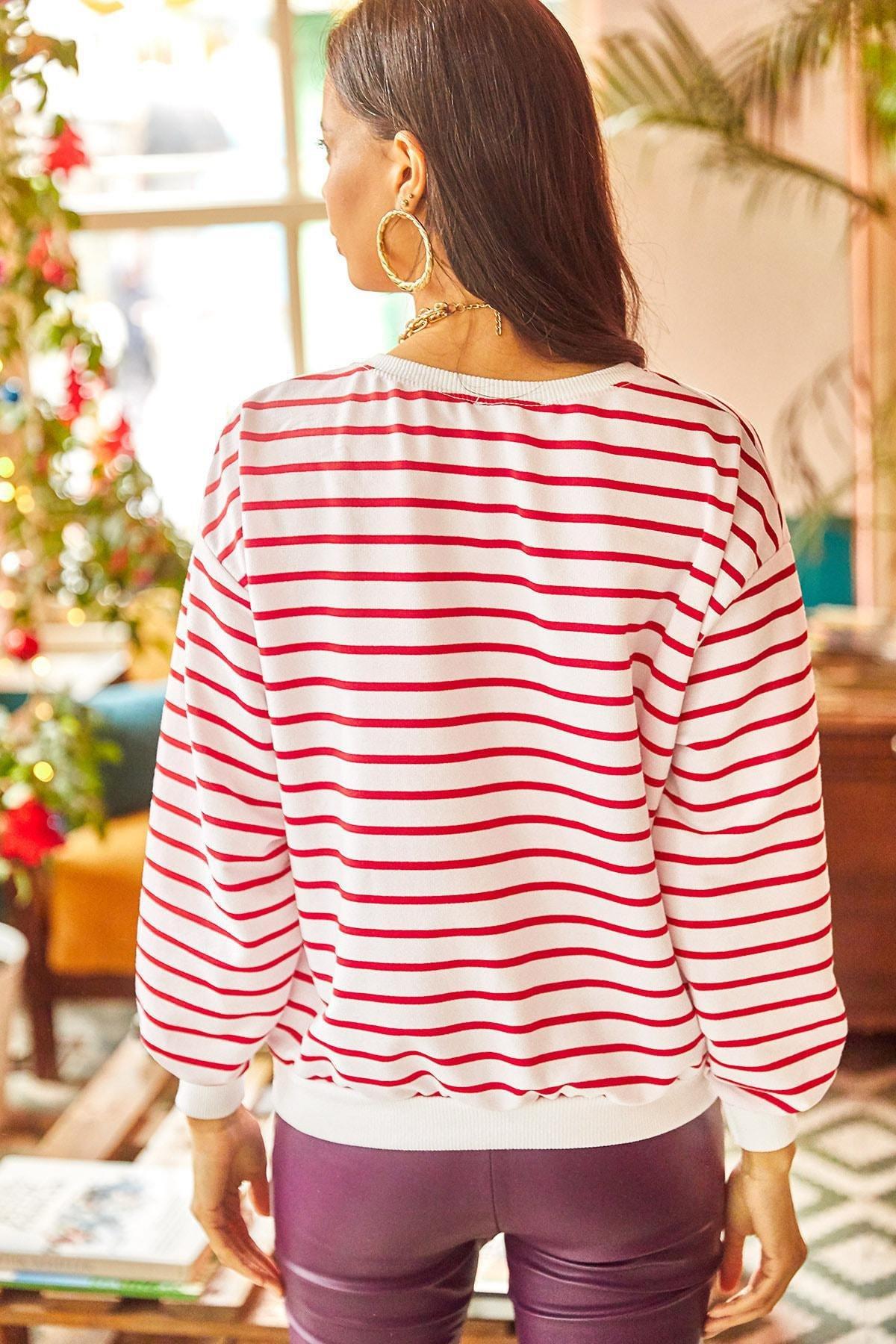 Powder Striped Sweatshirts Hoodie SWT-19000457, Powder Claret Red, large image number 4