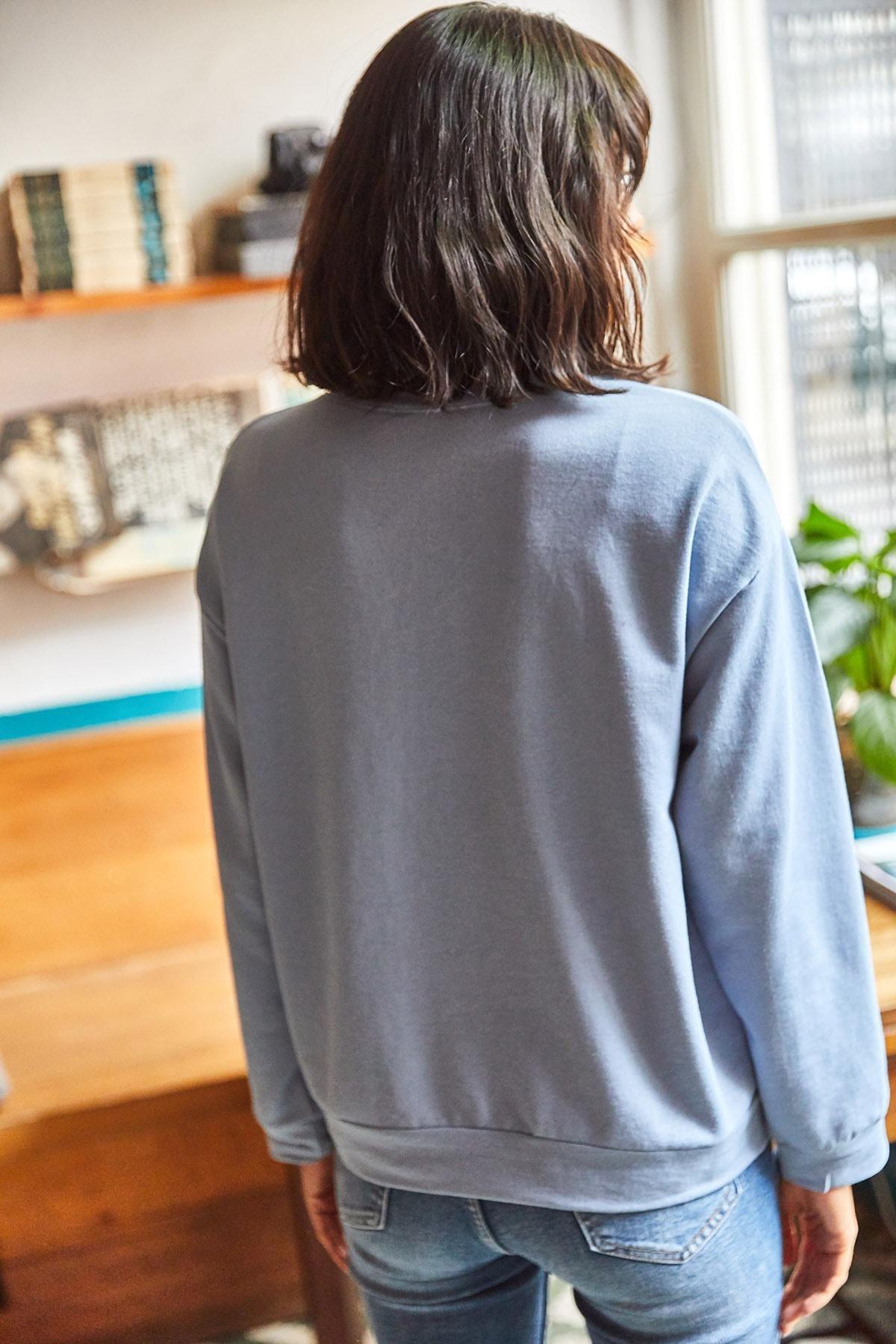 Indigo Plain Relaxed Sweater, Straight Indigo, large image number 3