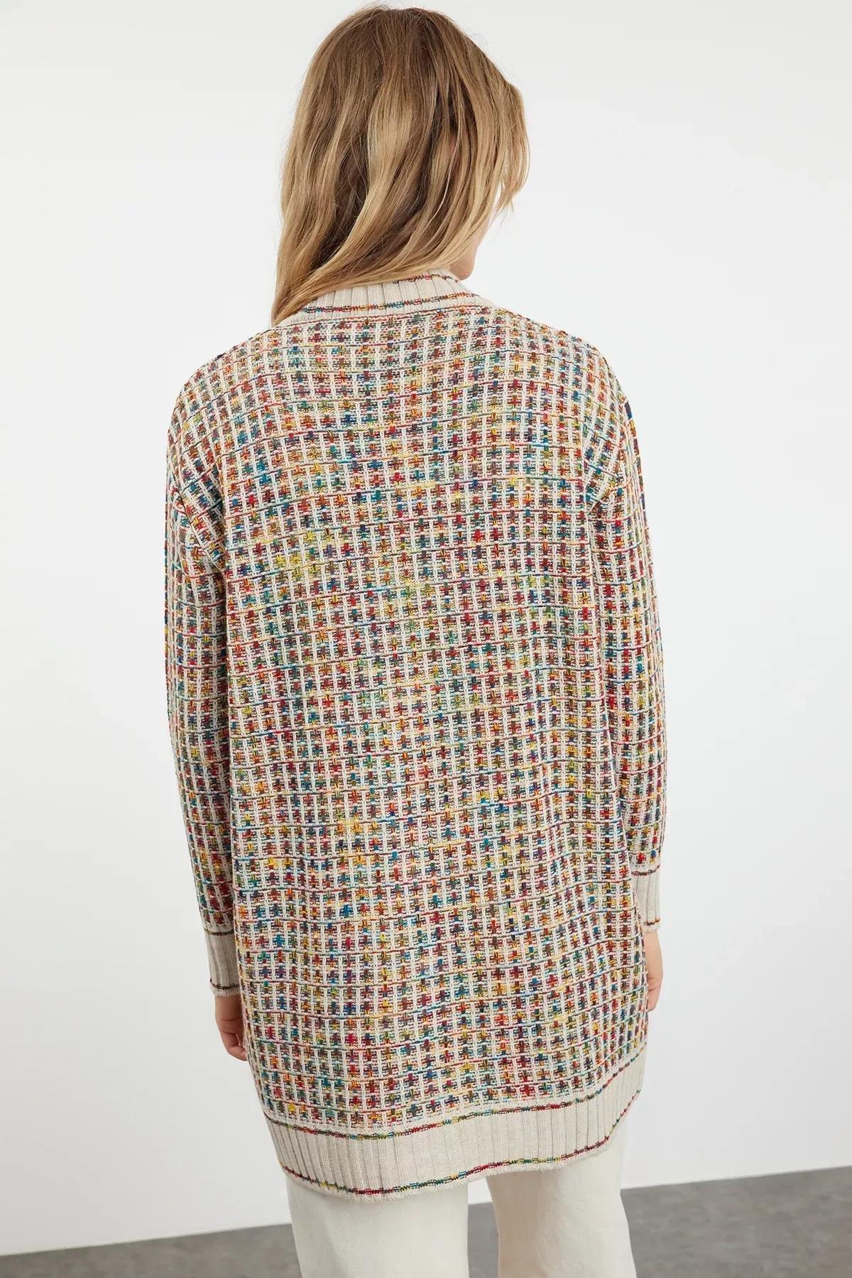 Stone V-Neck Knitwear Cardigan TCTAW22TH0144, single, STONE, large image number 4