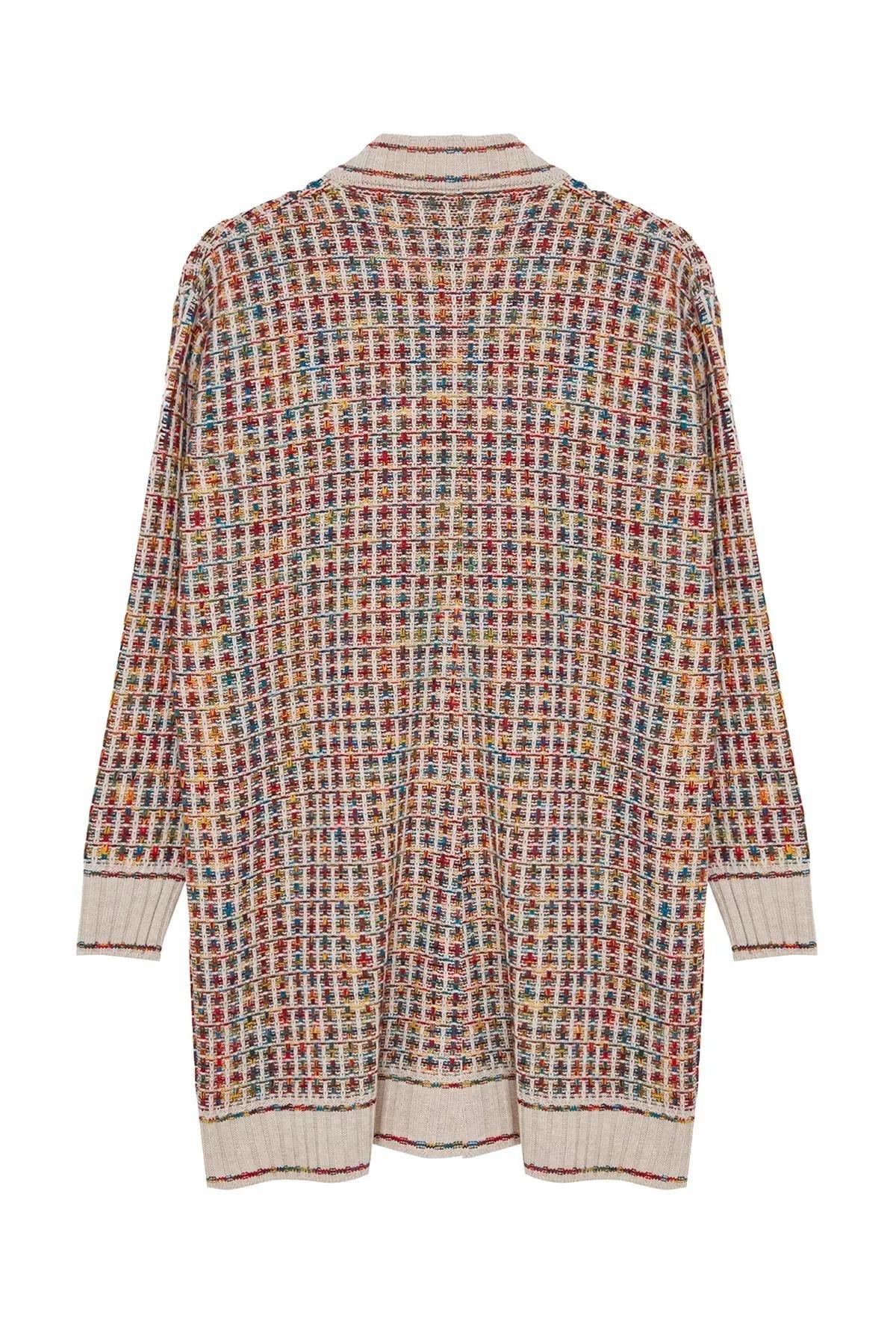 Stone V-Neck Knitwear Cardigan TCTAW22TH0144, single, STONE, large image number 5