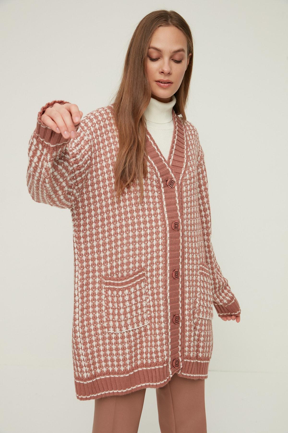 Pink V Neck Cardigan, Pink, large image number 0