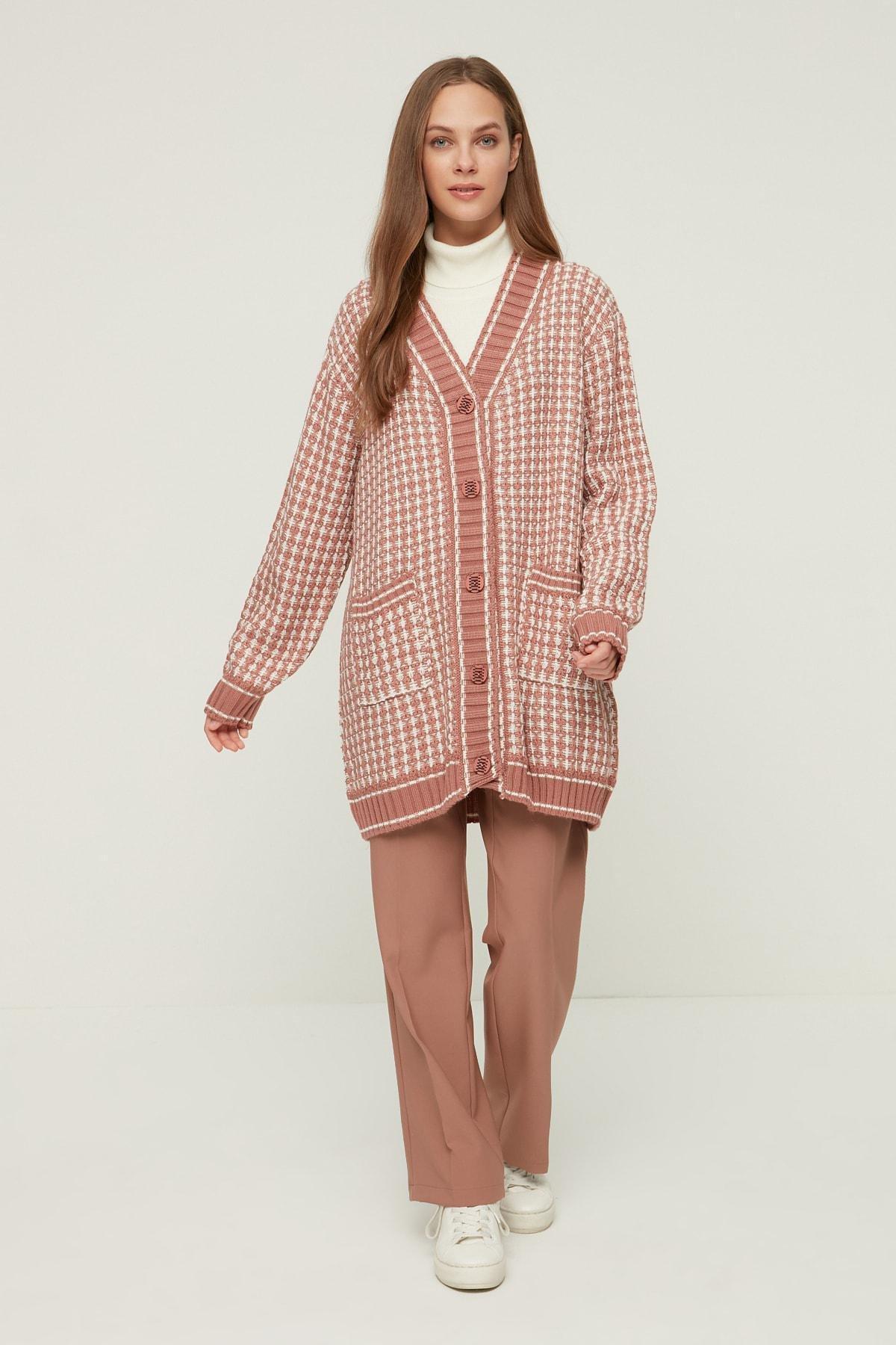 Pink V Neck Cardigan, Pink, large image number 2