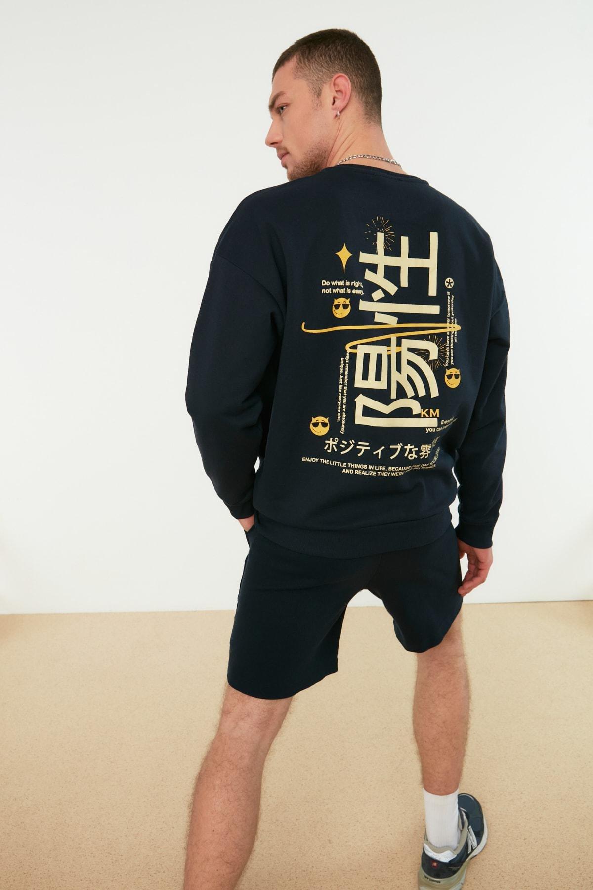 Navy Oversize Sweatshirt, Dark blue, large image number 2