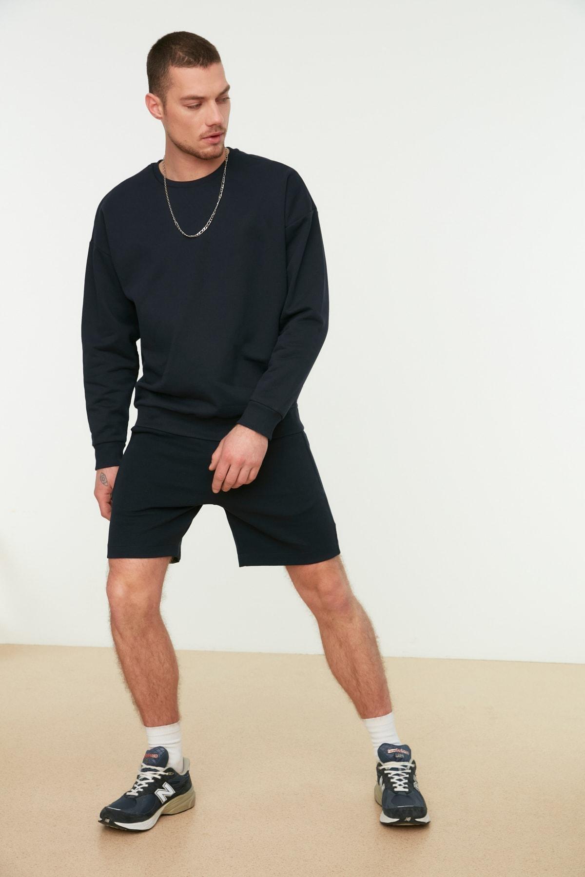 Navy Oversize Sweatshirt, Dark blue, large image number 3