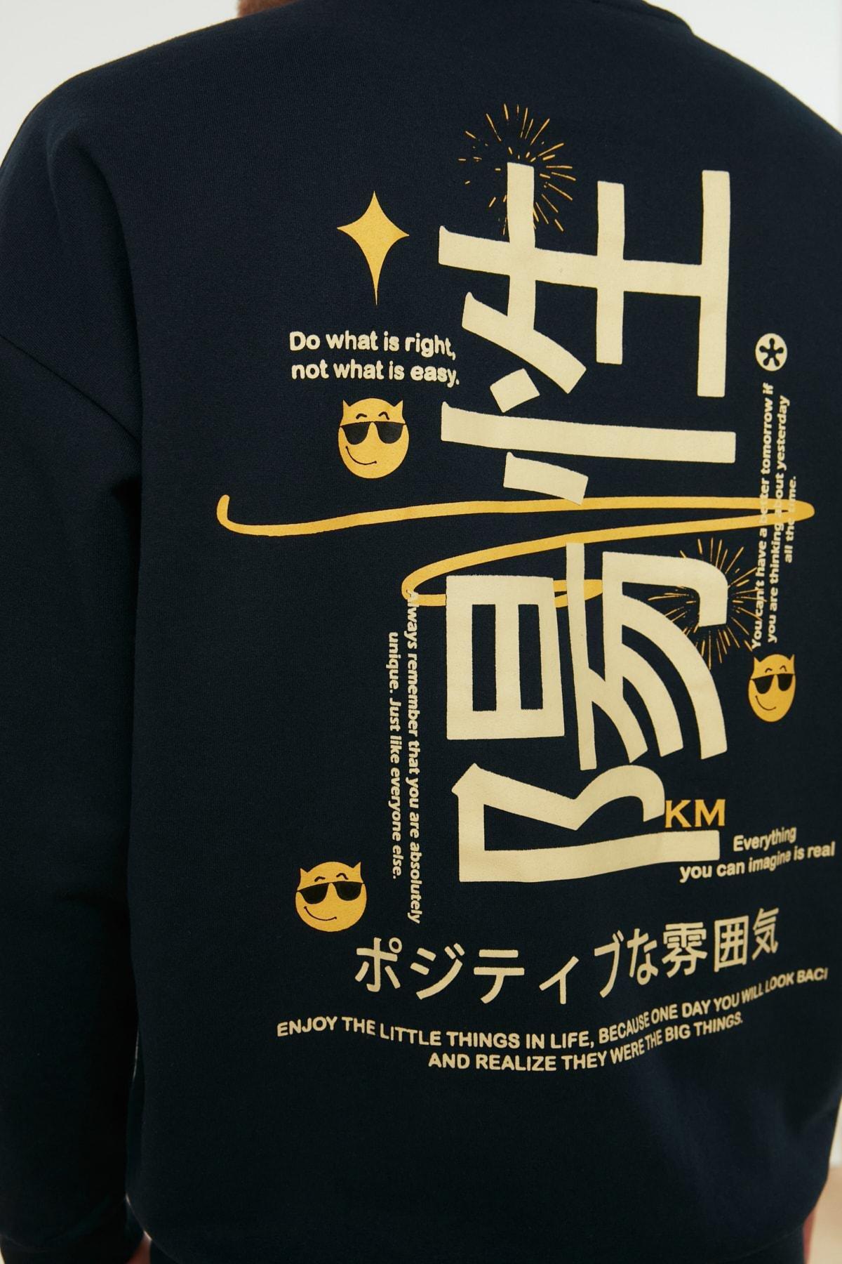 Navy Oversize Sweatshirt, Dark blue, large image number 4