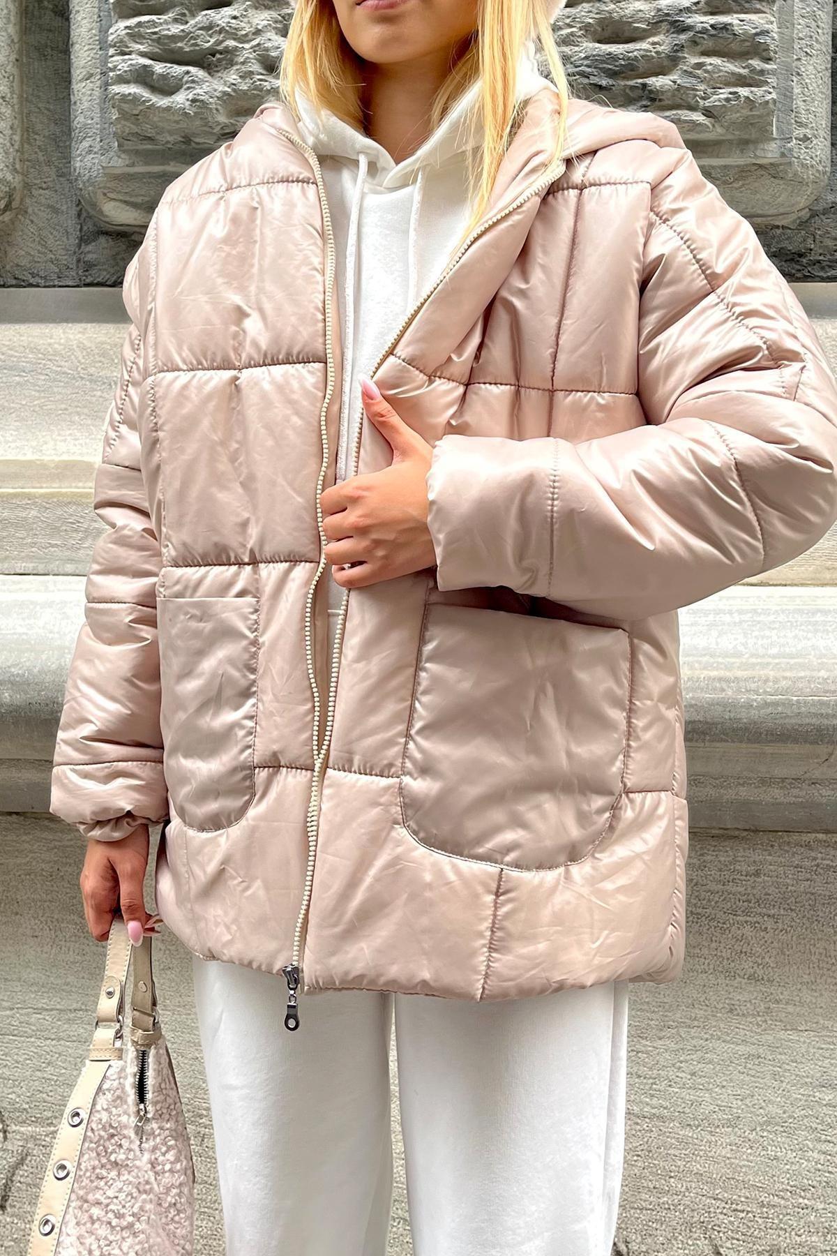 Grey Puffer Oversize Jacket, Gray, large image number 3