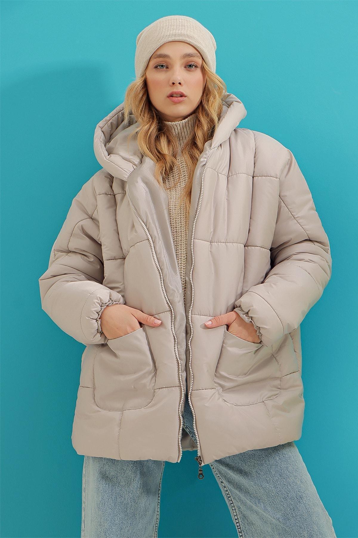 Grey Puffer Oversize Jacket, Gray, large image number 4