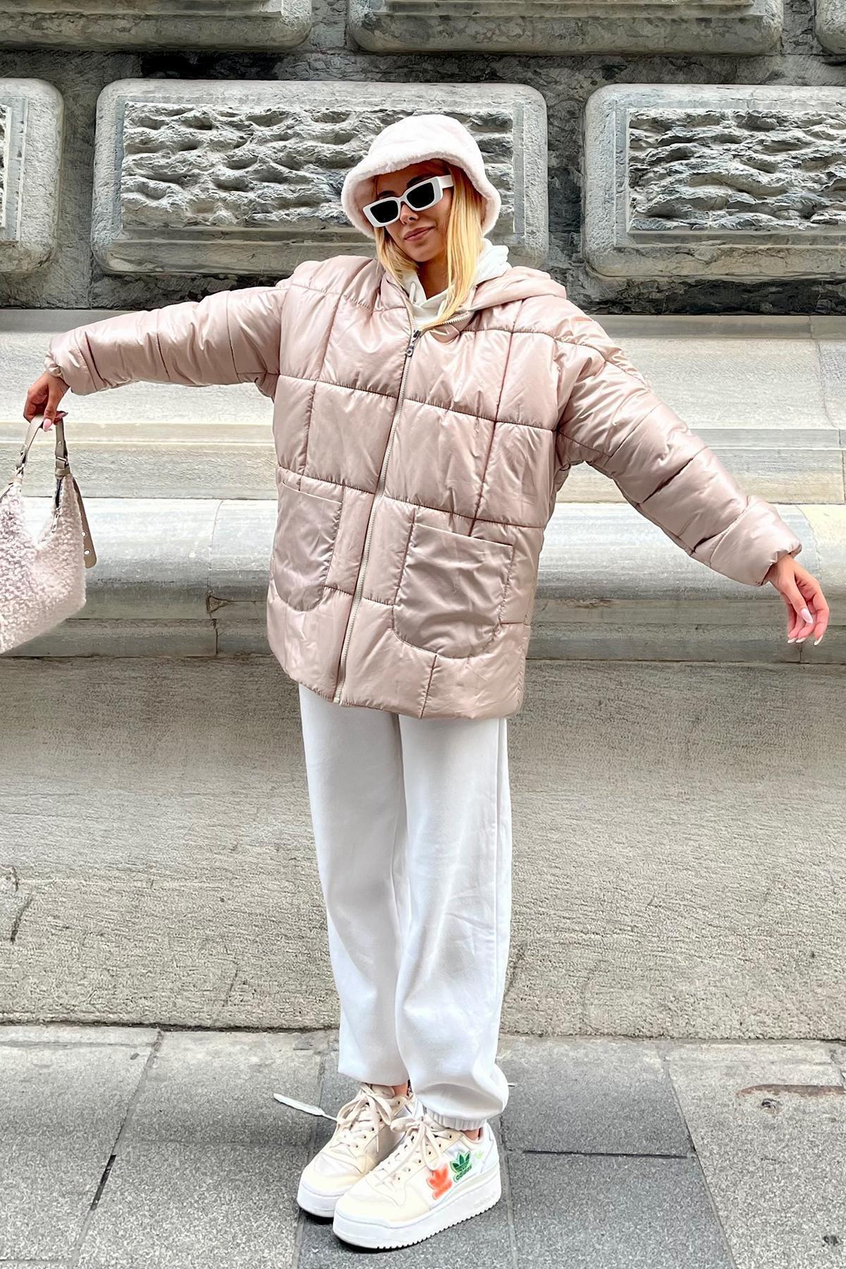 Grey Puffer Oversize Jacket, Gray, large image number 5