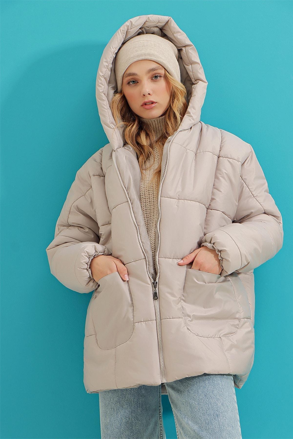 Grey Puffer Oversize Jacket, Gray, large image number 6