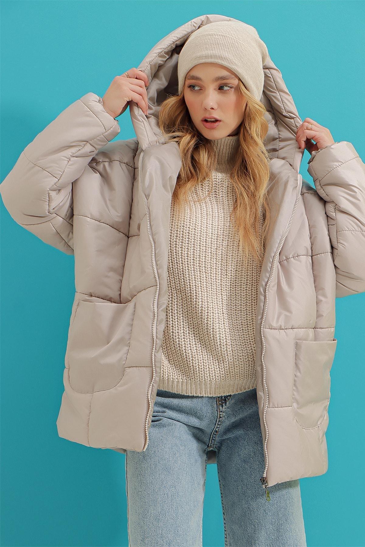 Grey Puffer Oversize Jacket, Gray, large image number 8