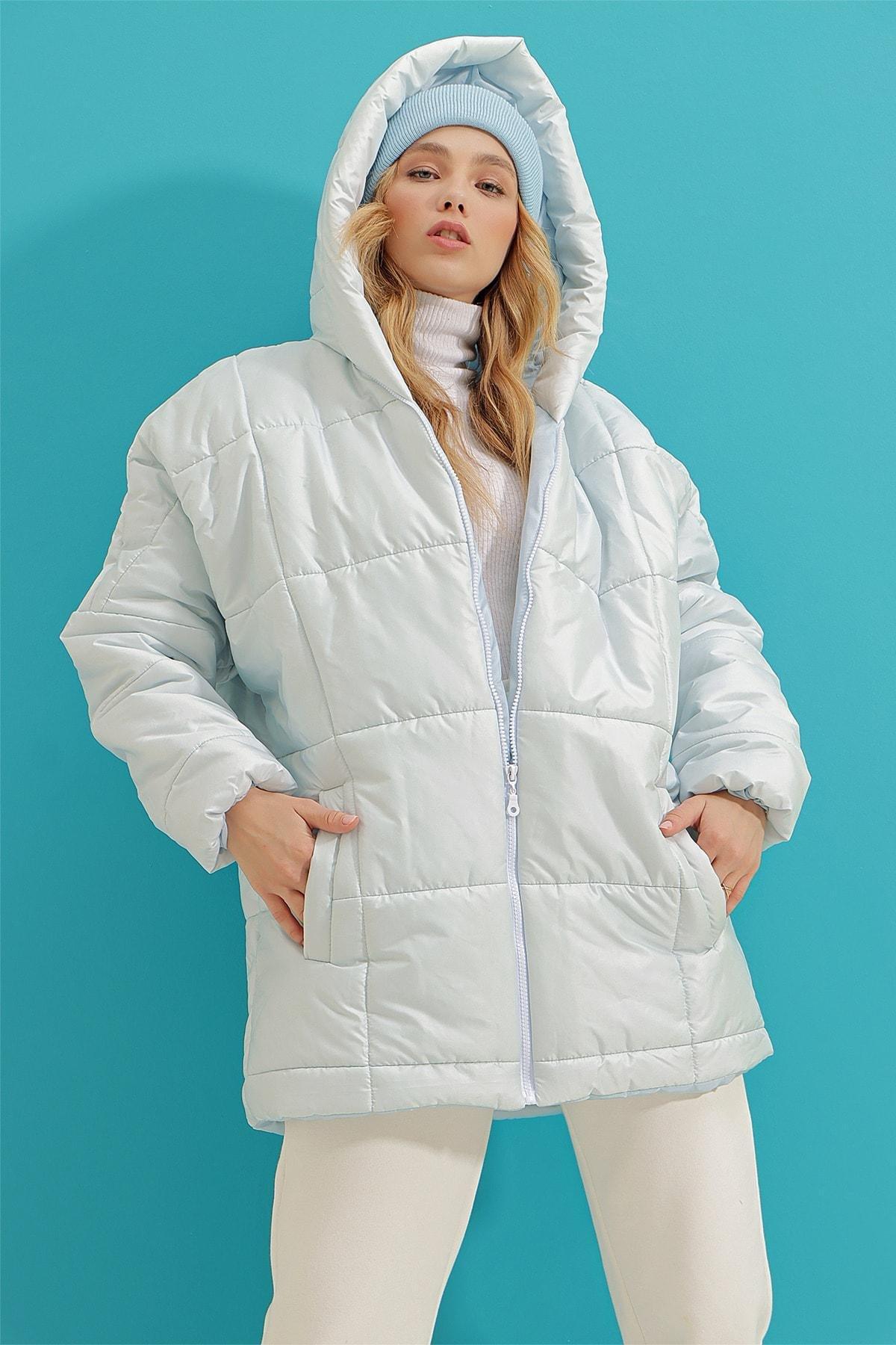 Blue Puffer Oversize Jacket, Blue, large image number 4