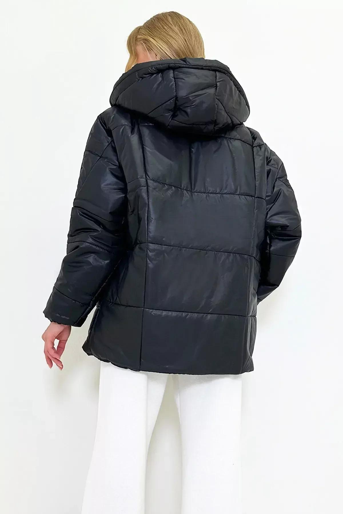 Black Puffer Oversize Jacket, Black, large image number 9