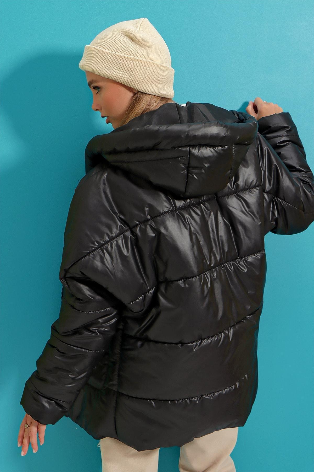 Black Puffer Oversize Jacket, Black, large image number 14
