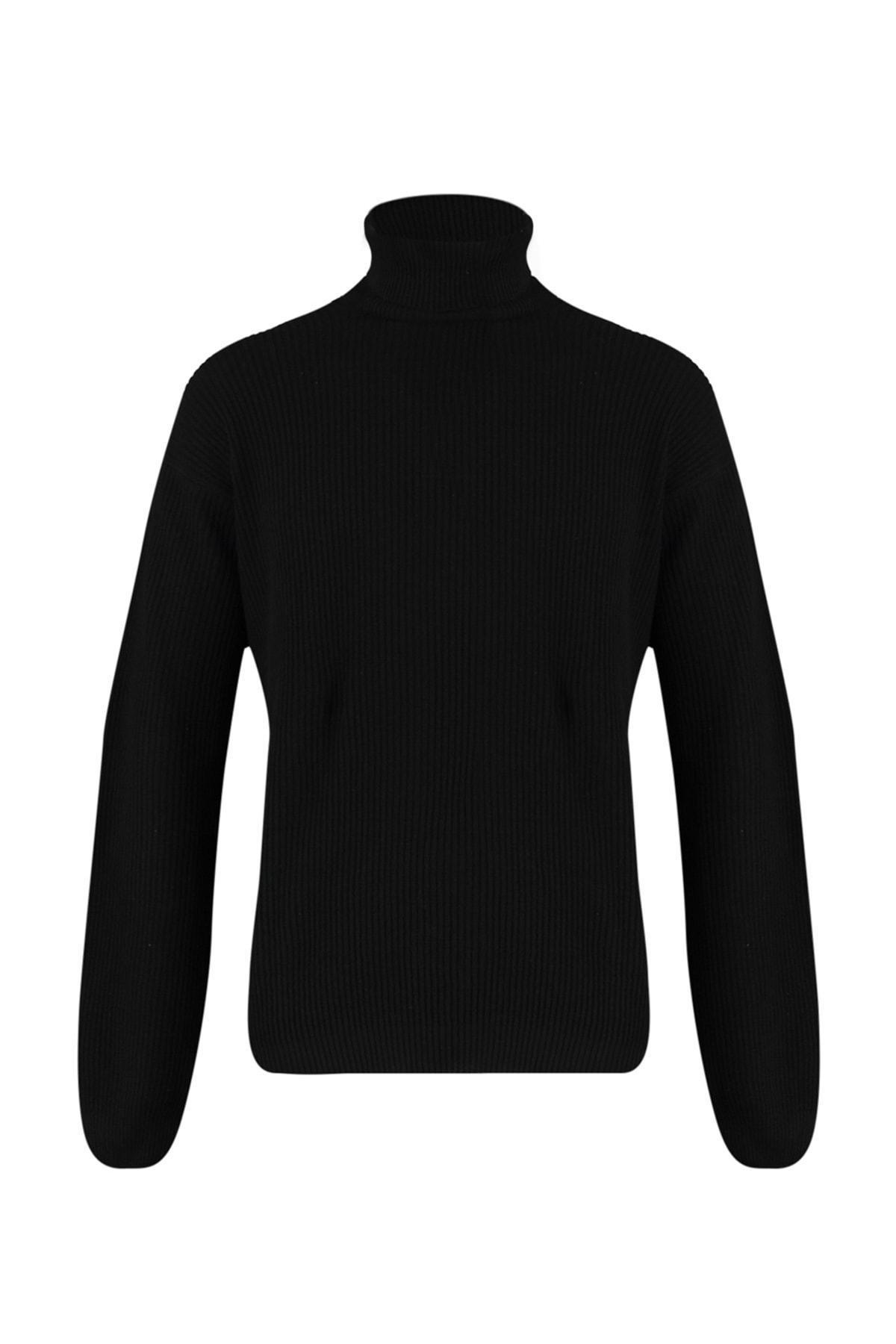 Black Oversize Turtleneck Sweater, , large image number 5