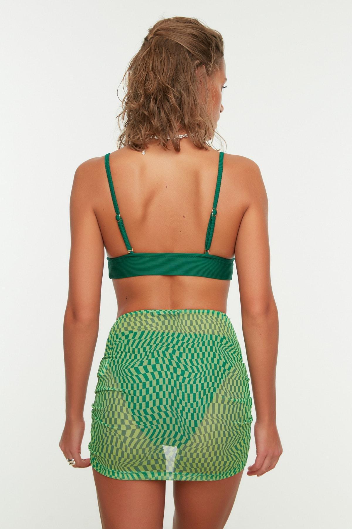 Green Asymmetric Beachwear Wraparound Skirt, , large image number 2