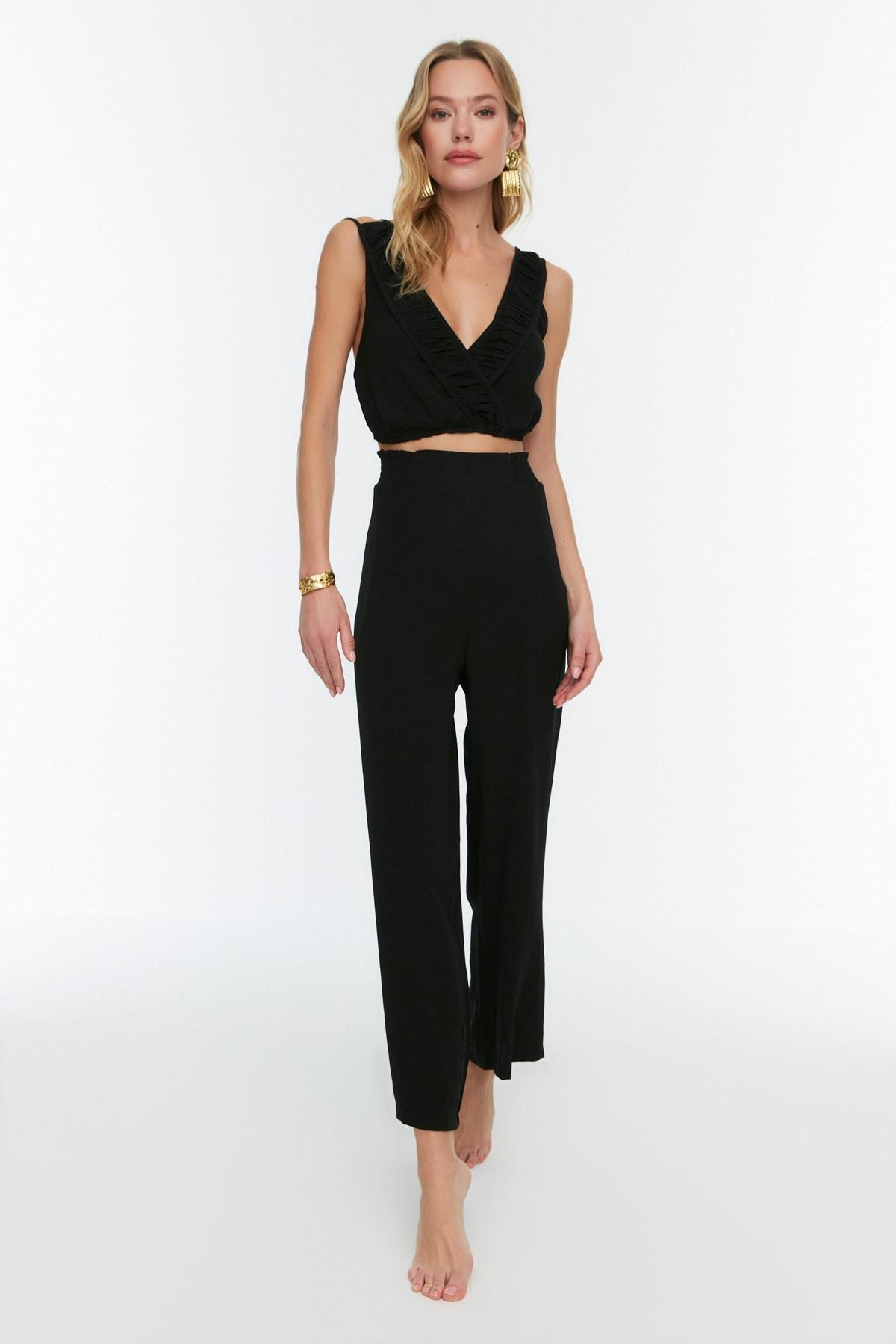 Black V-Neck Co-Ord Set, , large image number 4