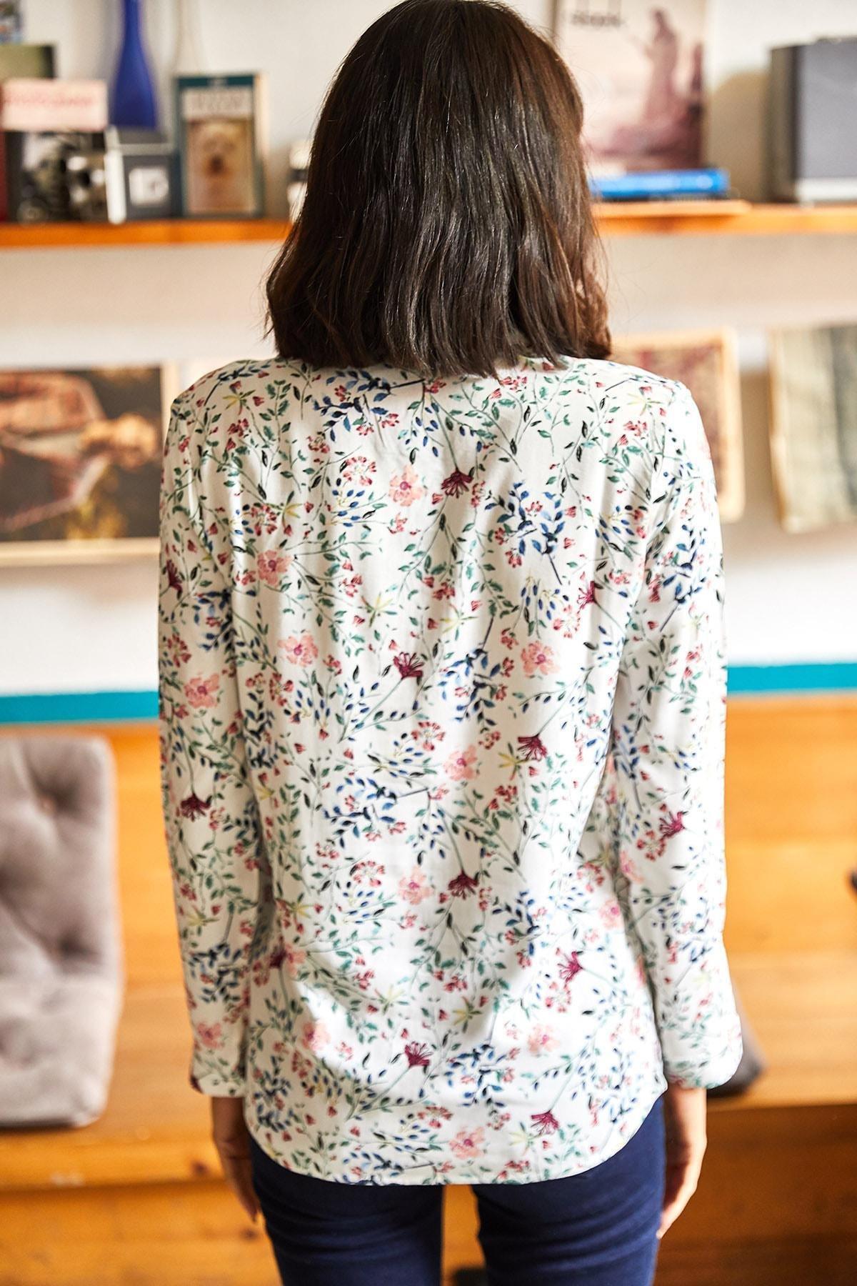 Multicolour Floral Shirt, White Navy Blue, large image number 1