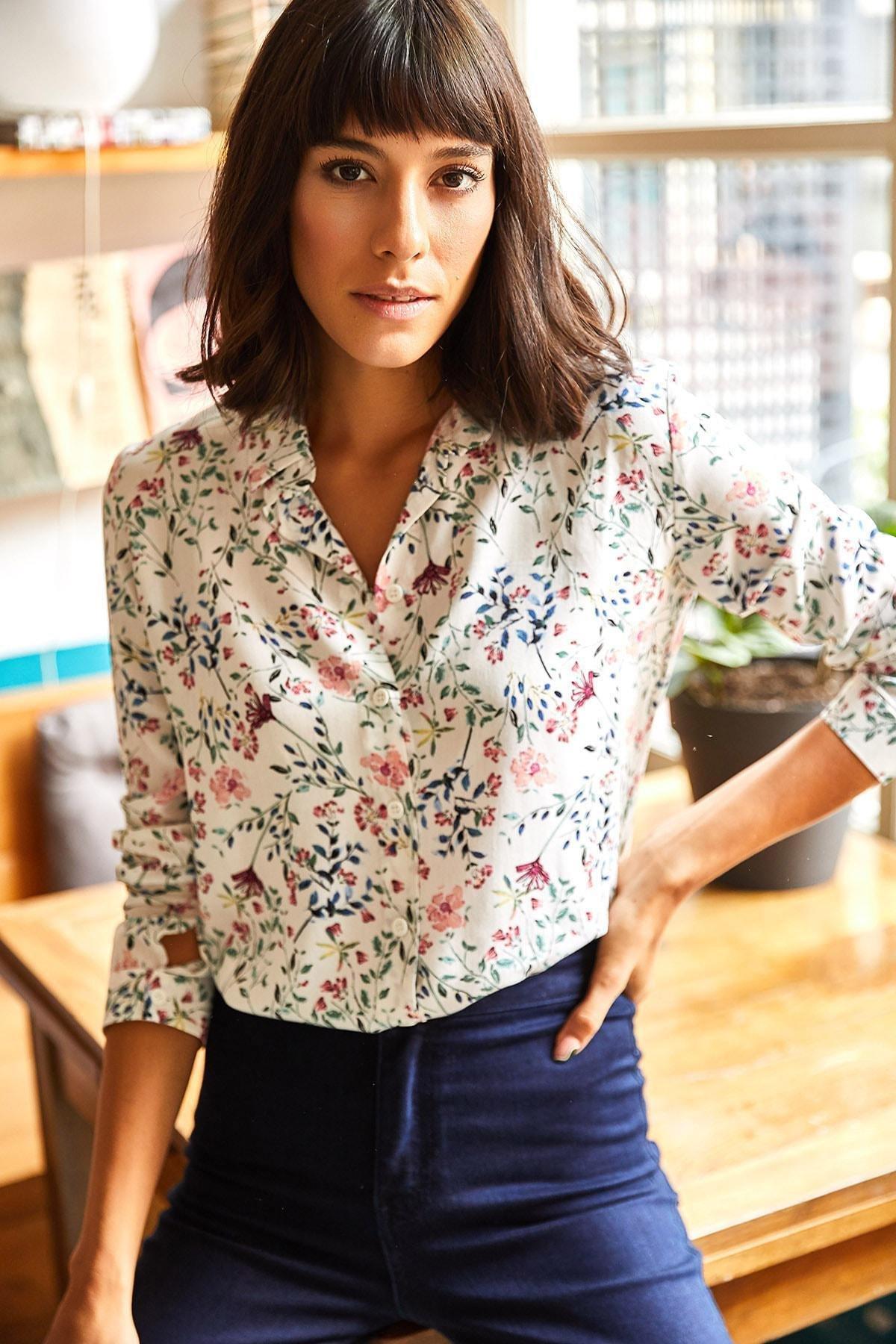 Multicolour Floral Shirt, White Navy Blue, large image number 3