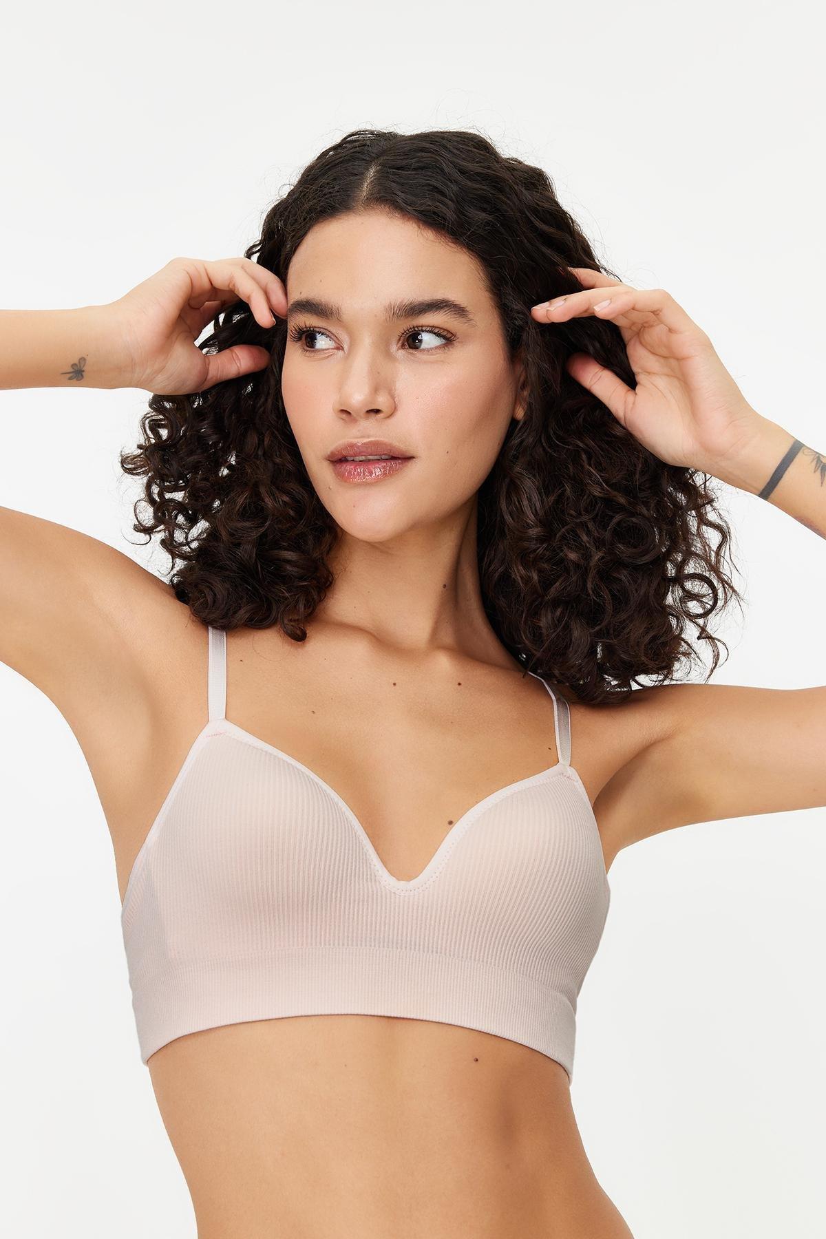 Pink Seamless Covered Knitted Bra, , large image number 0