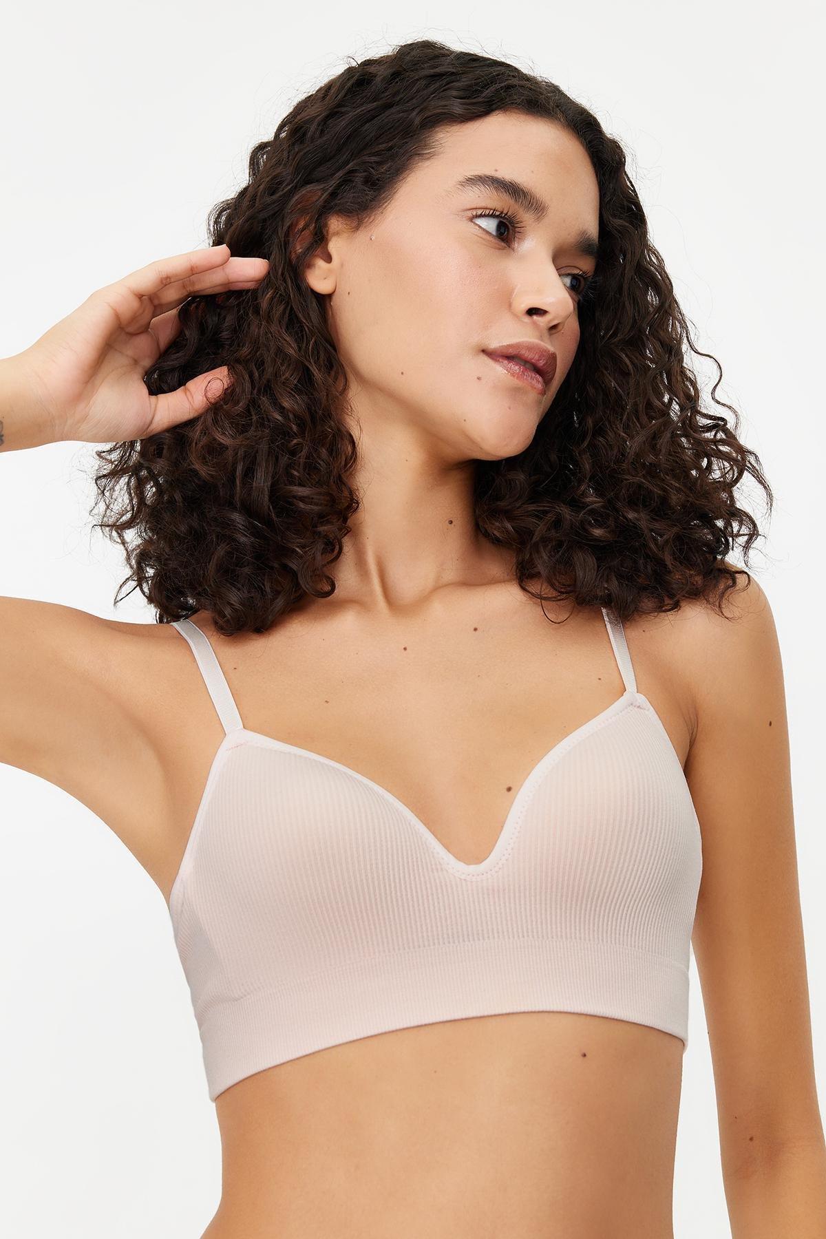 Pink Seamless Covered Knitted Bra, , large image number 3