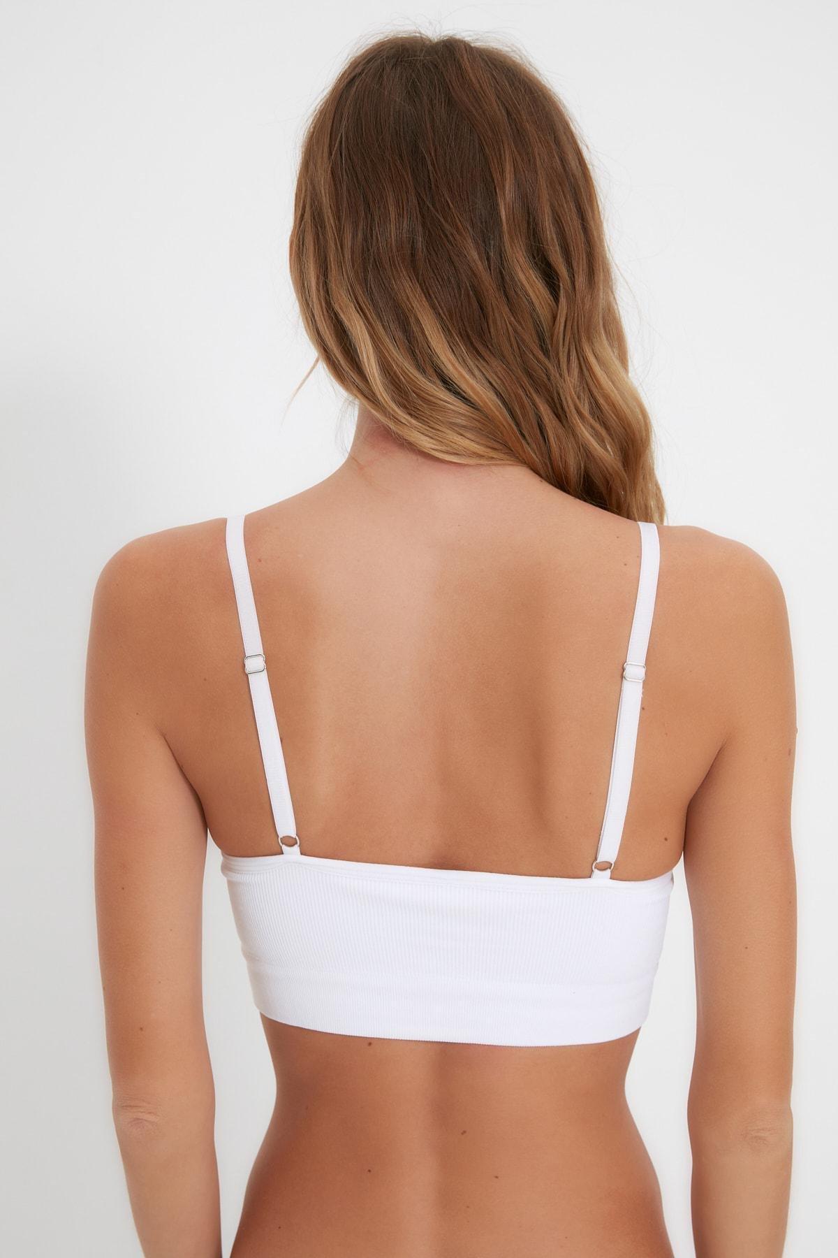 White Plain V-Neck Bra, , large image number 2