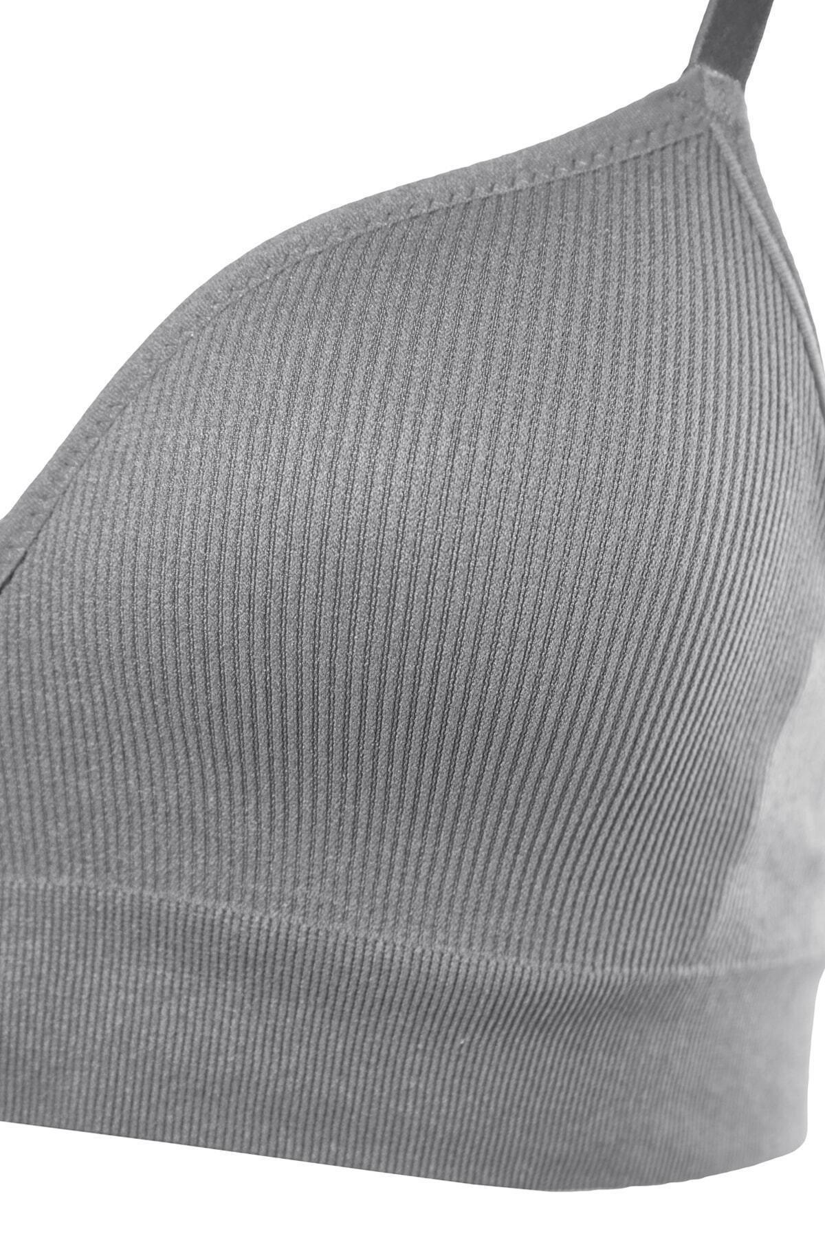 Gray V-Neck Bra, , large image number 5