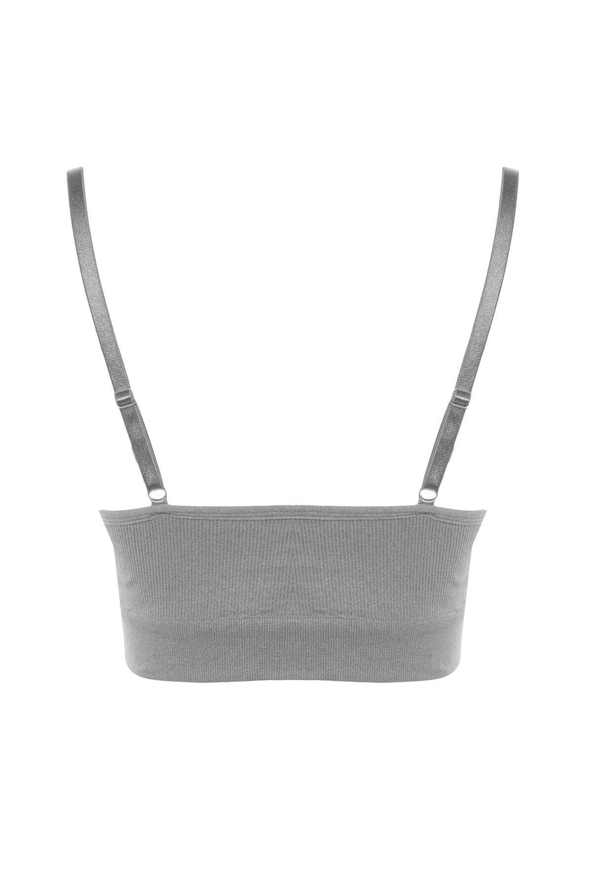 Gray V-Neck Bra, , large image number 6
