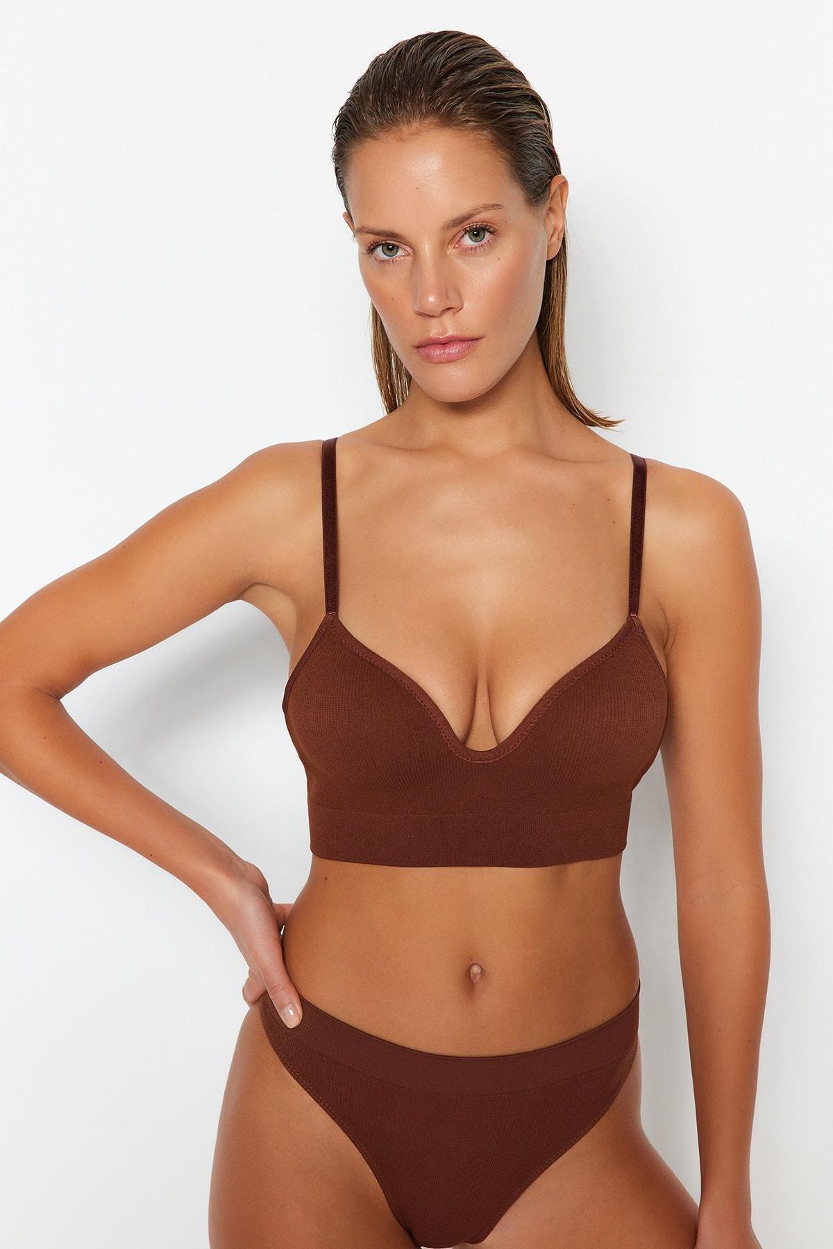 Brown Plain Bra, , large image number 0