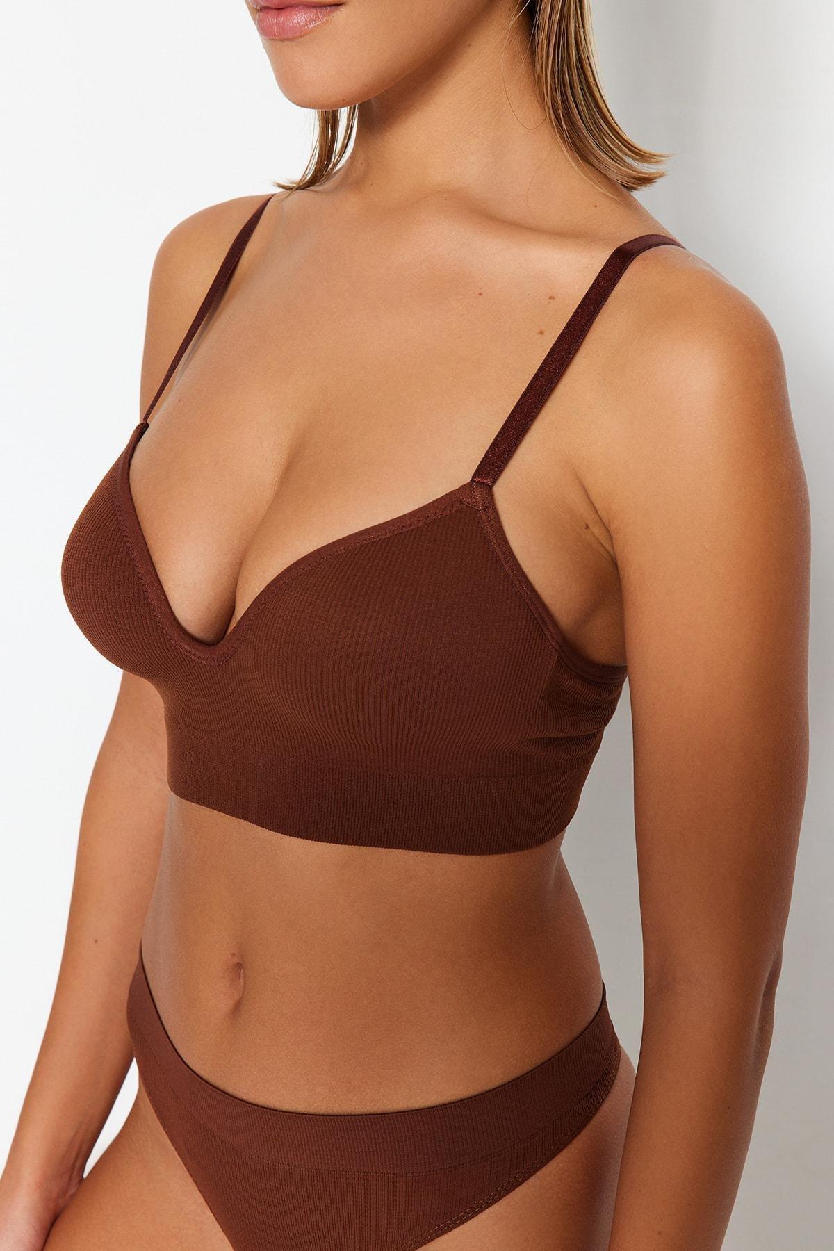 Brown Plain Bra, , large image number 2