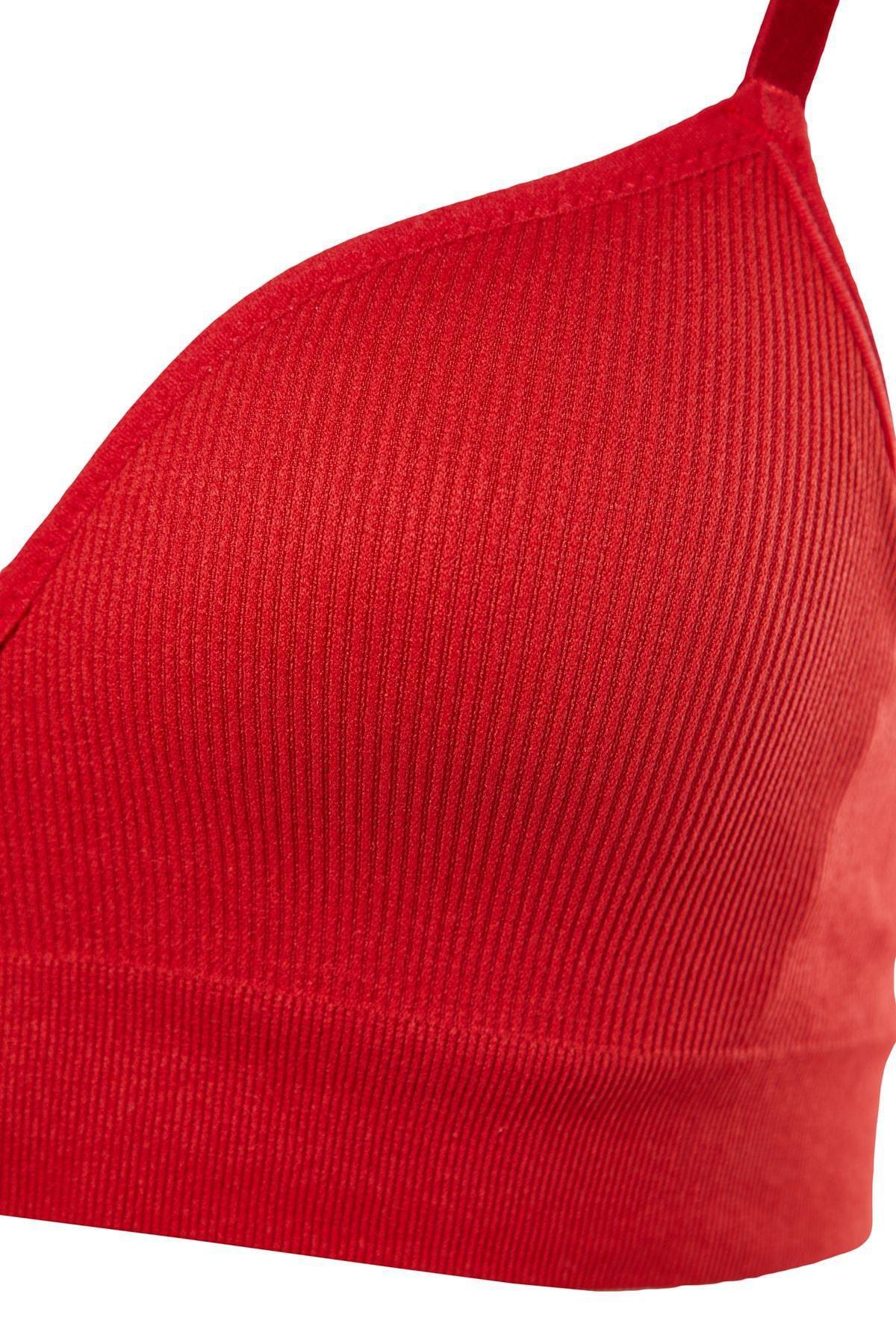 Red Simple V-Neck Bra, Red, large image number 6