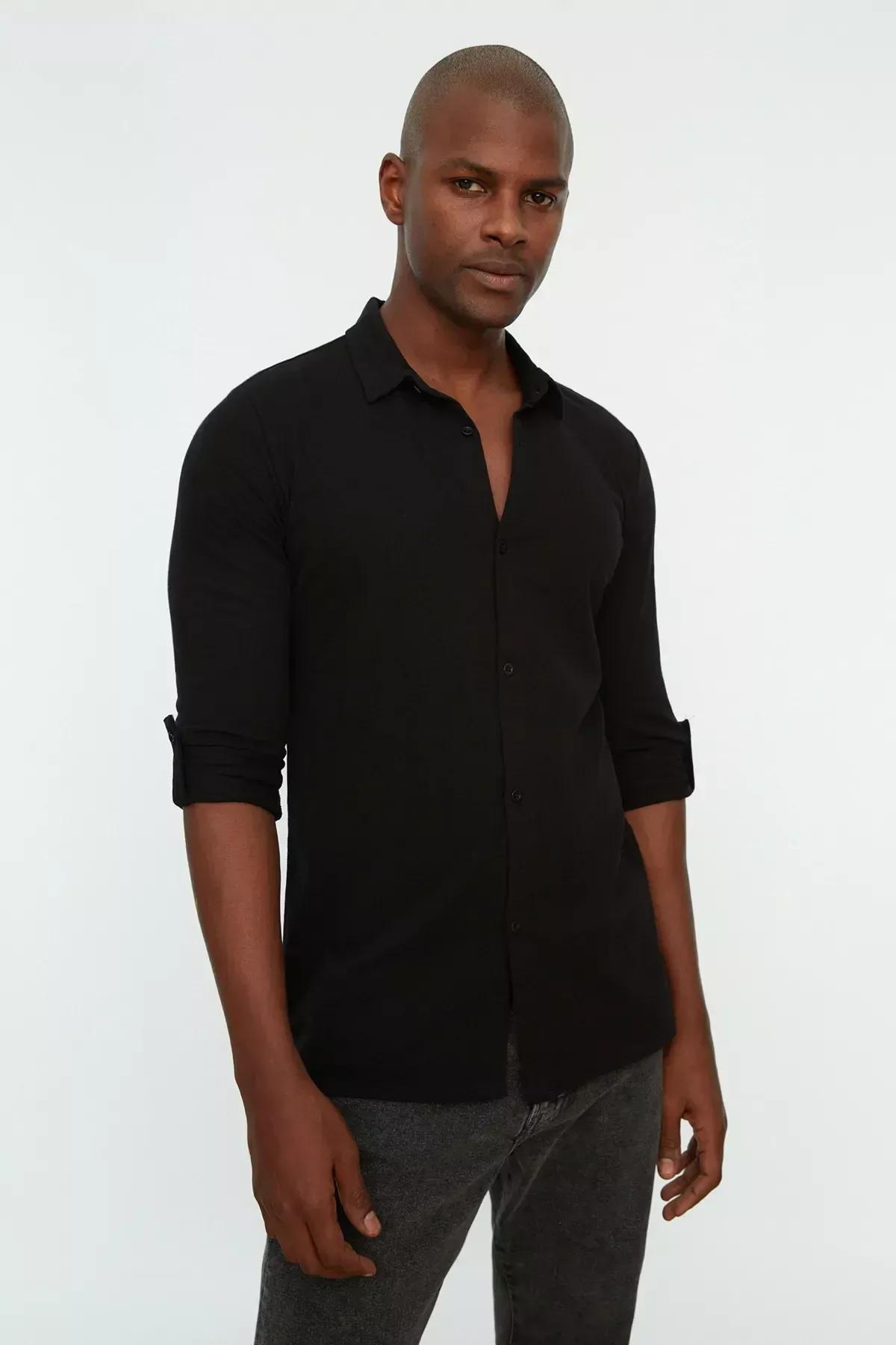 Black Regular Shirt, , large image number 3