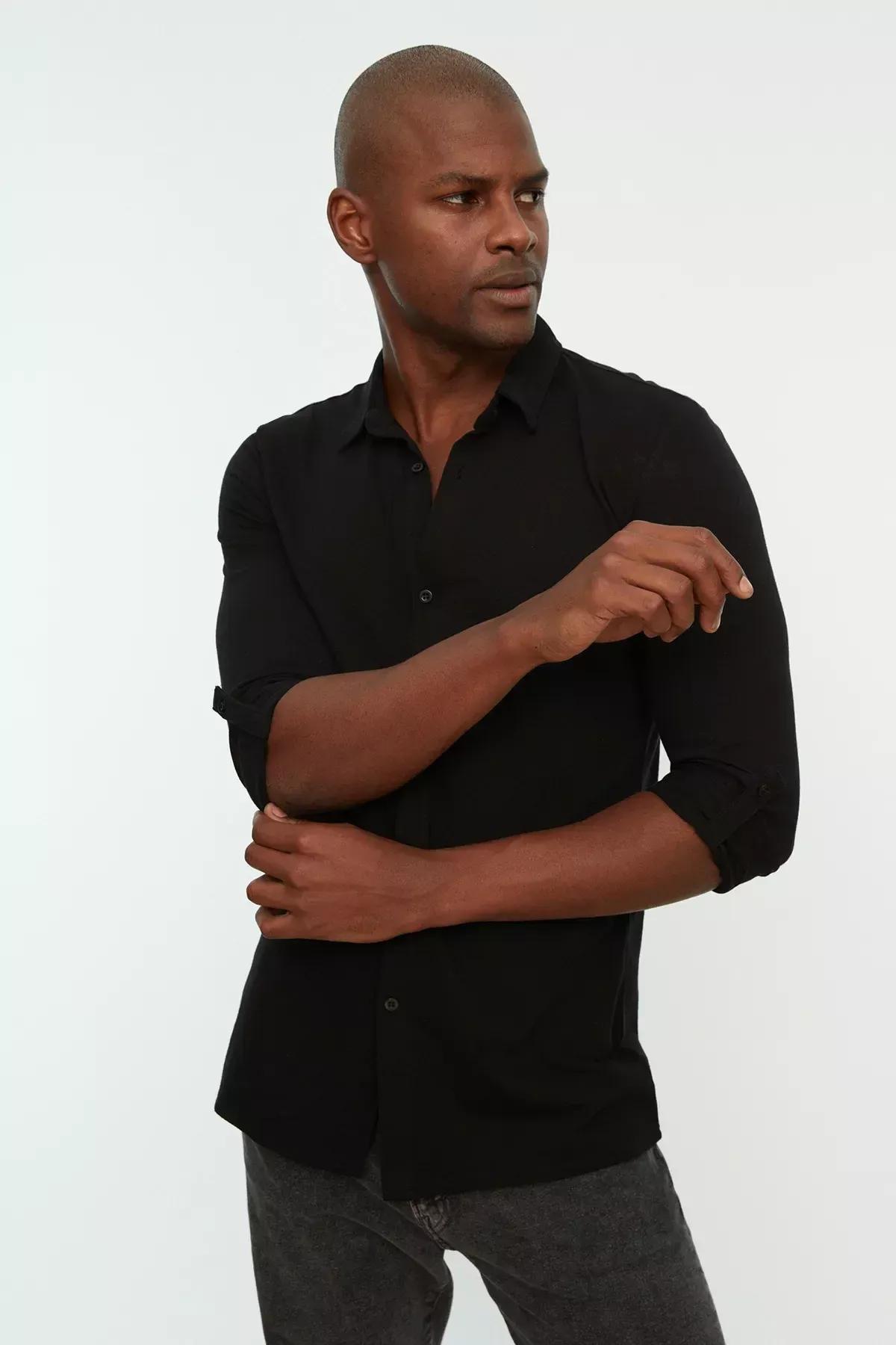 Black Regular Shirt, , large image number 4