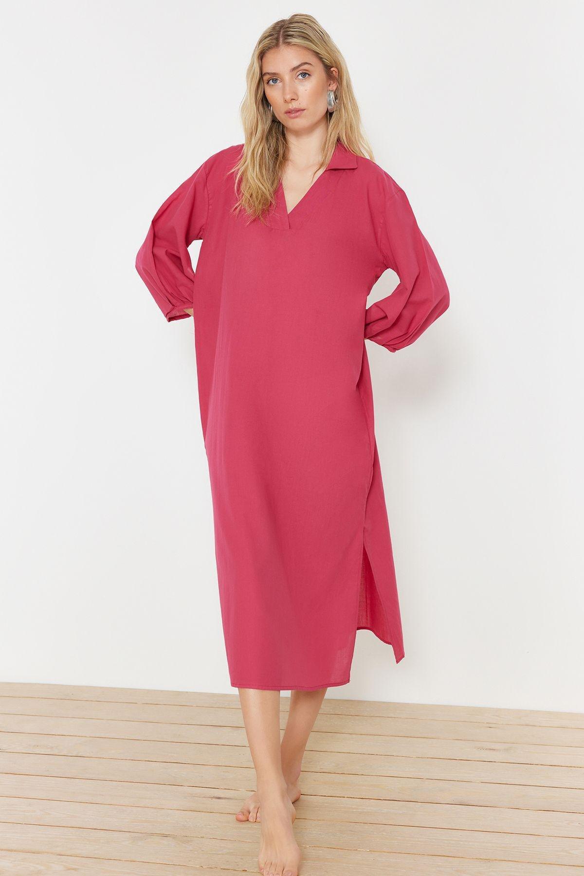 Pink Patterned Cotton Midi Dress, C101_4703, large image number 1