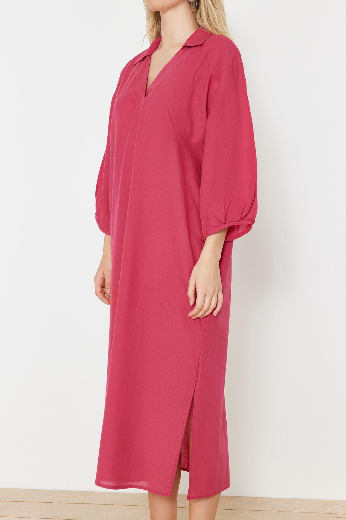 Pink Patterned Cotton Midi Dress, C101_4703, large image number 3