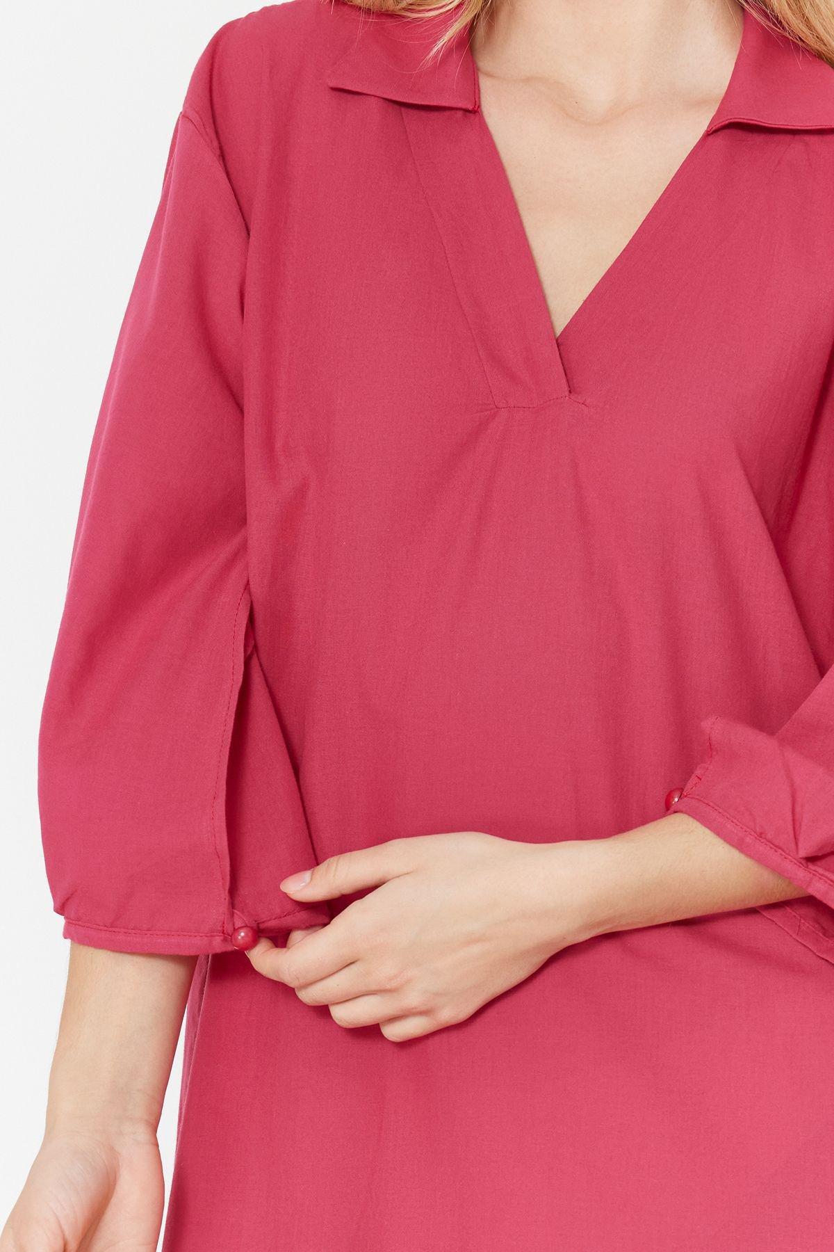 Pink Patterned Cotton Midi Dress, C101_4703, large image number 4